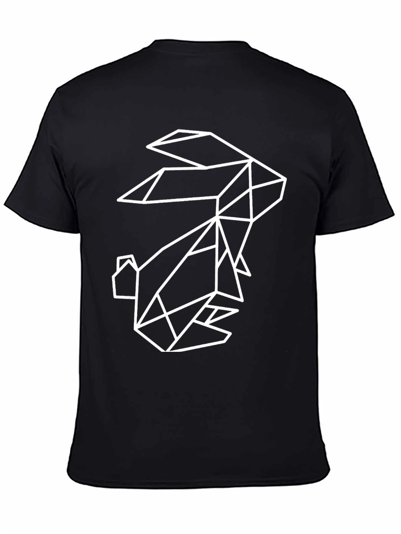 Black Geometric Rabbit Graphic Tee - Modern Animal Lover Style view 4
