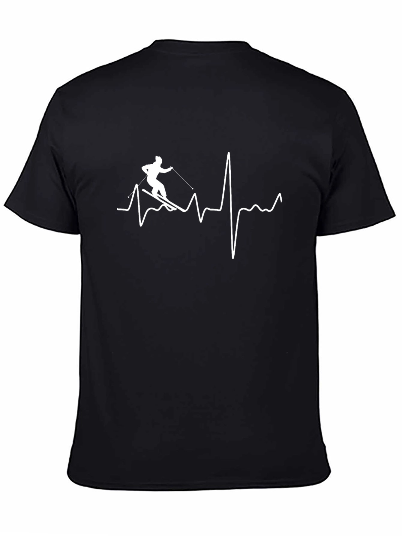 Black Skiing Heartbeat T-Shirt - Black view 4