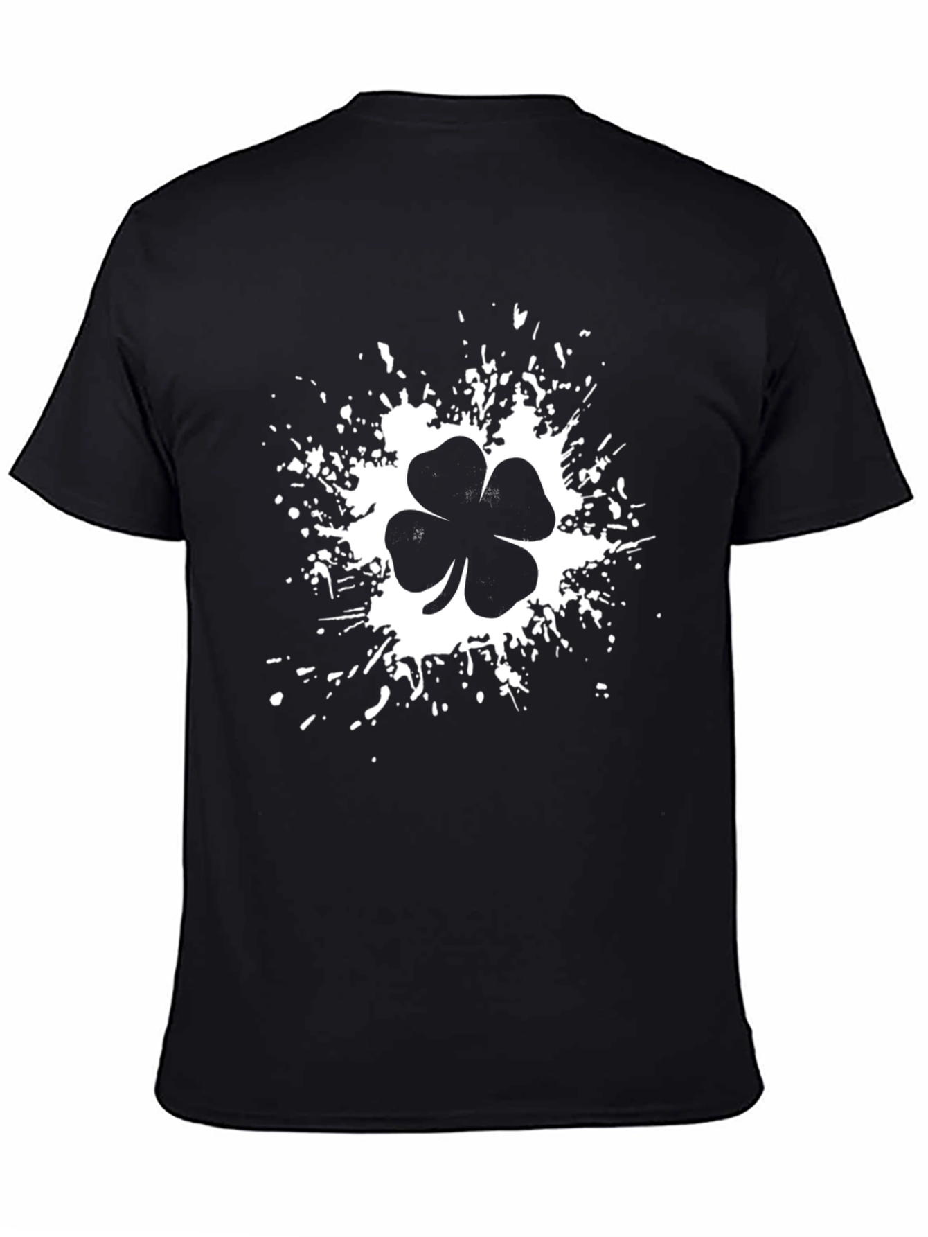 Lucky Clover Graphic Print Men's T-Shirt - Black - 4