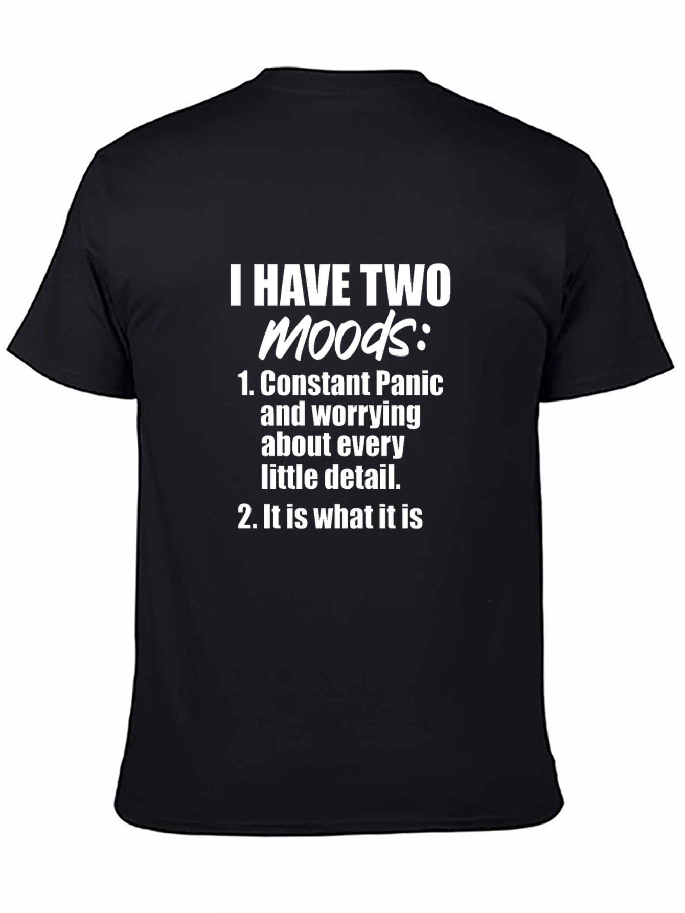 Black Two Moods Graphic Tee - Funny Slogan Shirt view 4