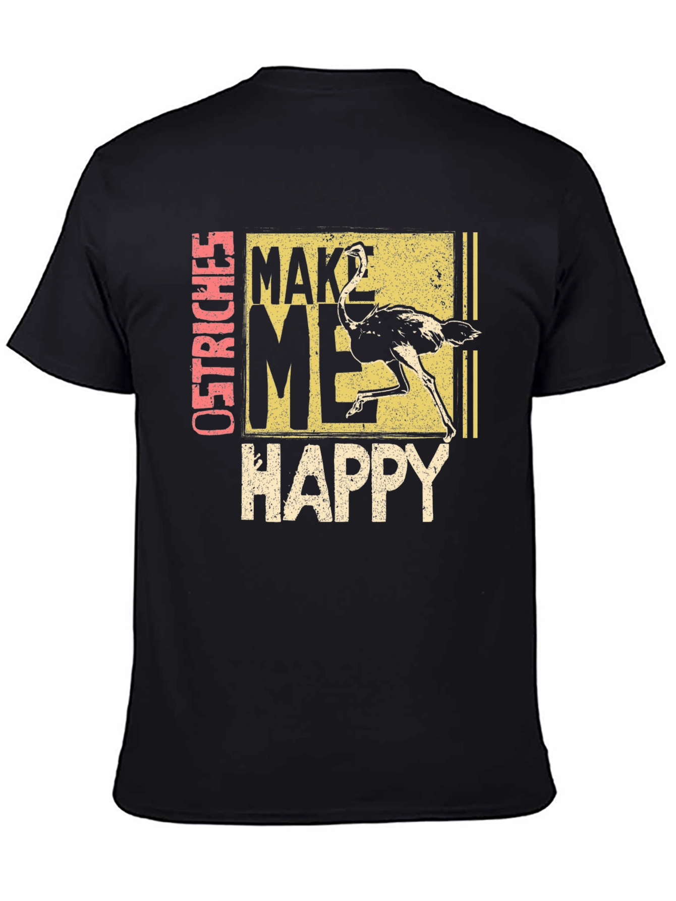 Black Ostrich Make Me Happy Graphic T-Shirt - Black view 4
