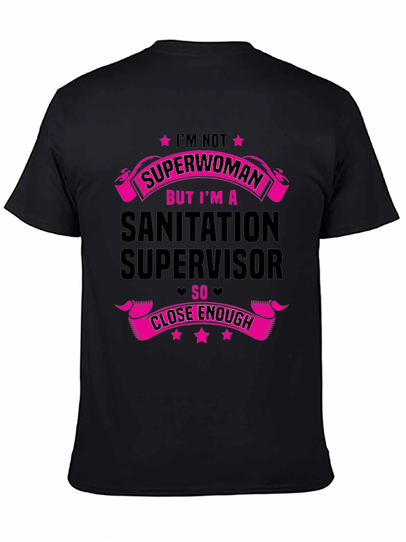 Black Sanitation Supervisor T-Shirt - Funny Superwoman Gift view 4