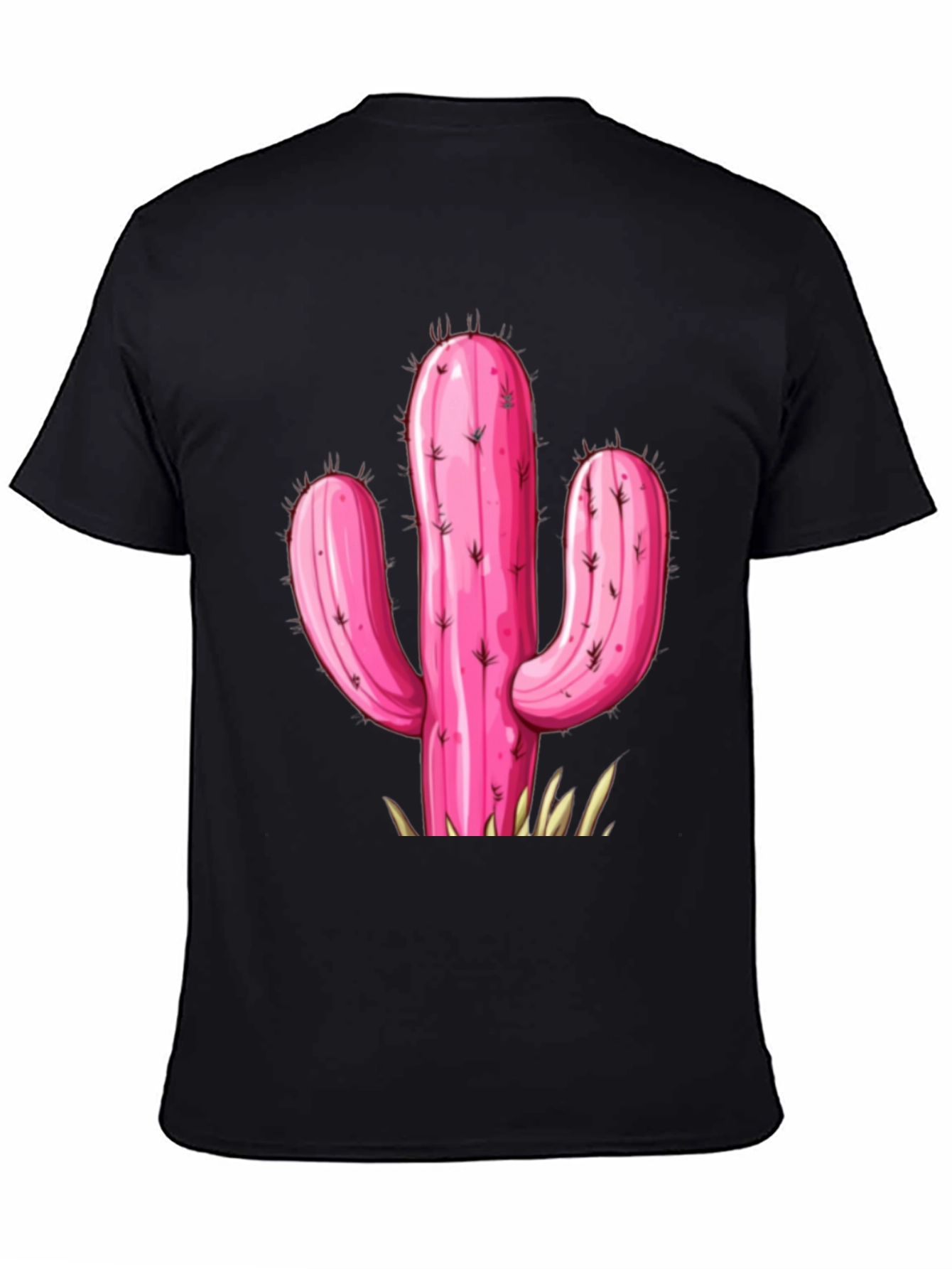 Black Pink Cactus Graphic Tee - Stylish Desert Vibe T-Shirt view 4