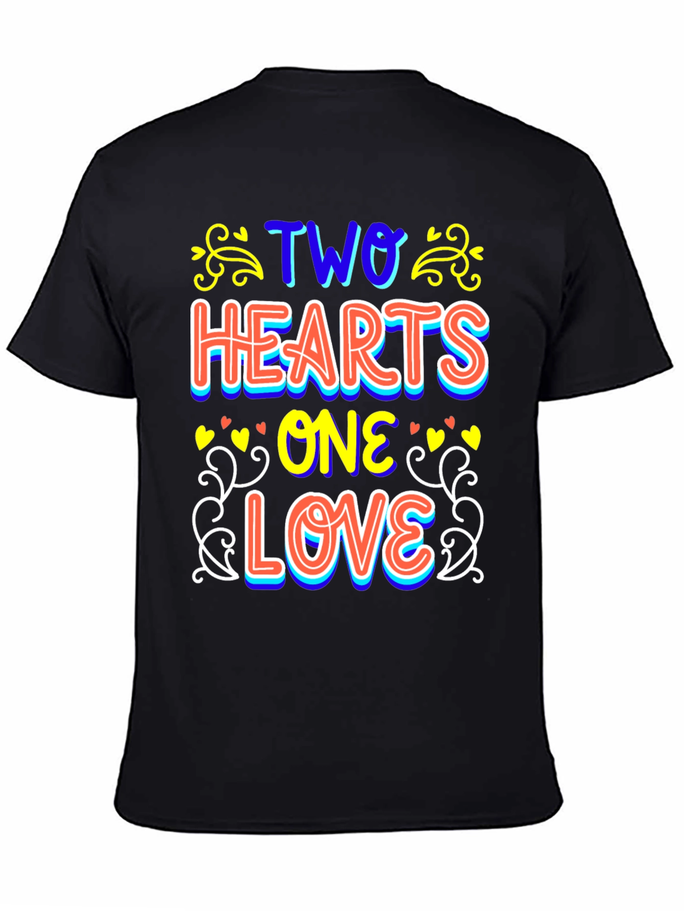 Black Two Hearts One Love Black T-Shirt view 4
