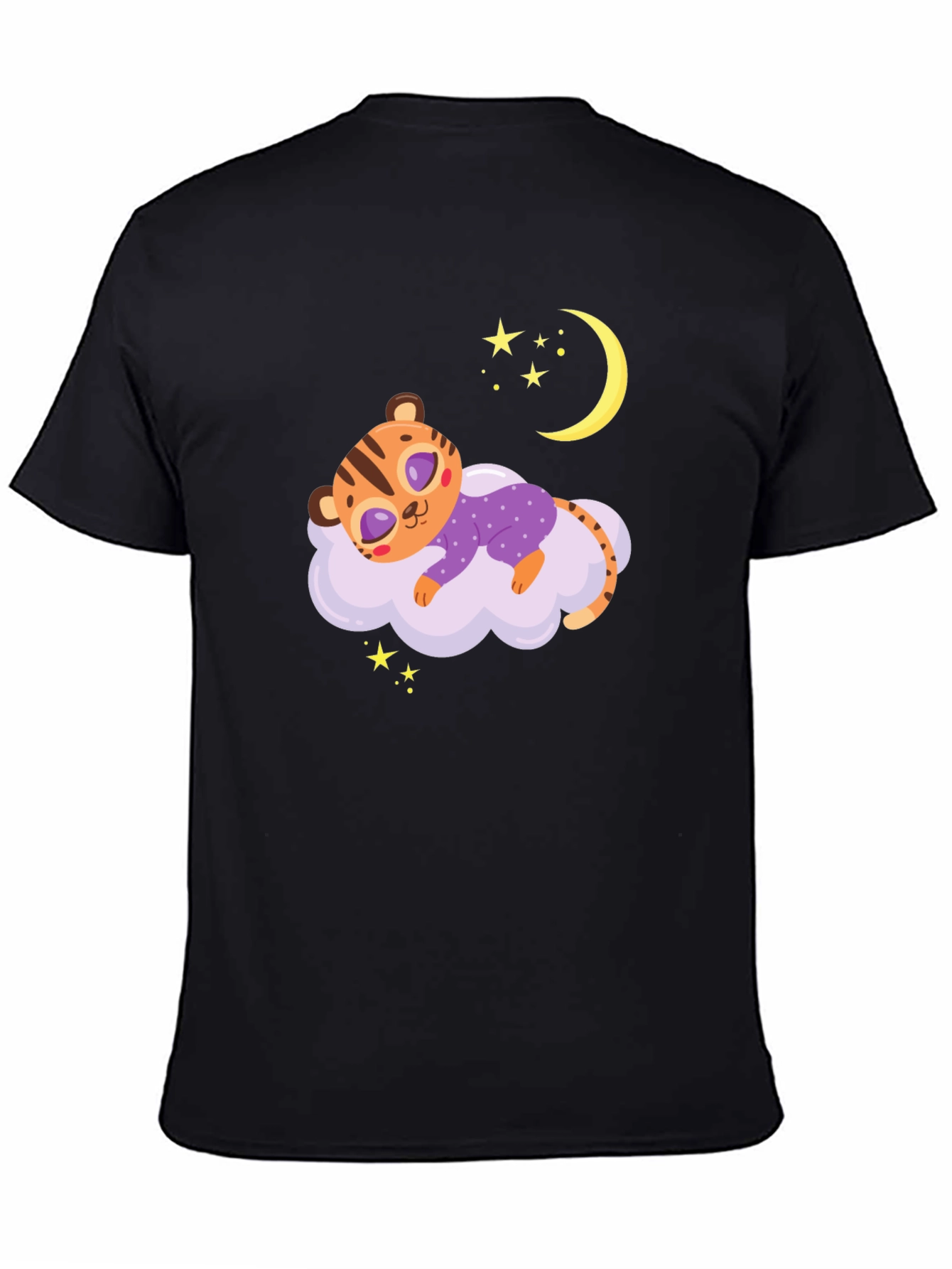 Black Cute Sleeping Tiger Tee view 4