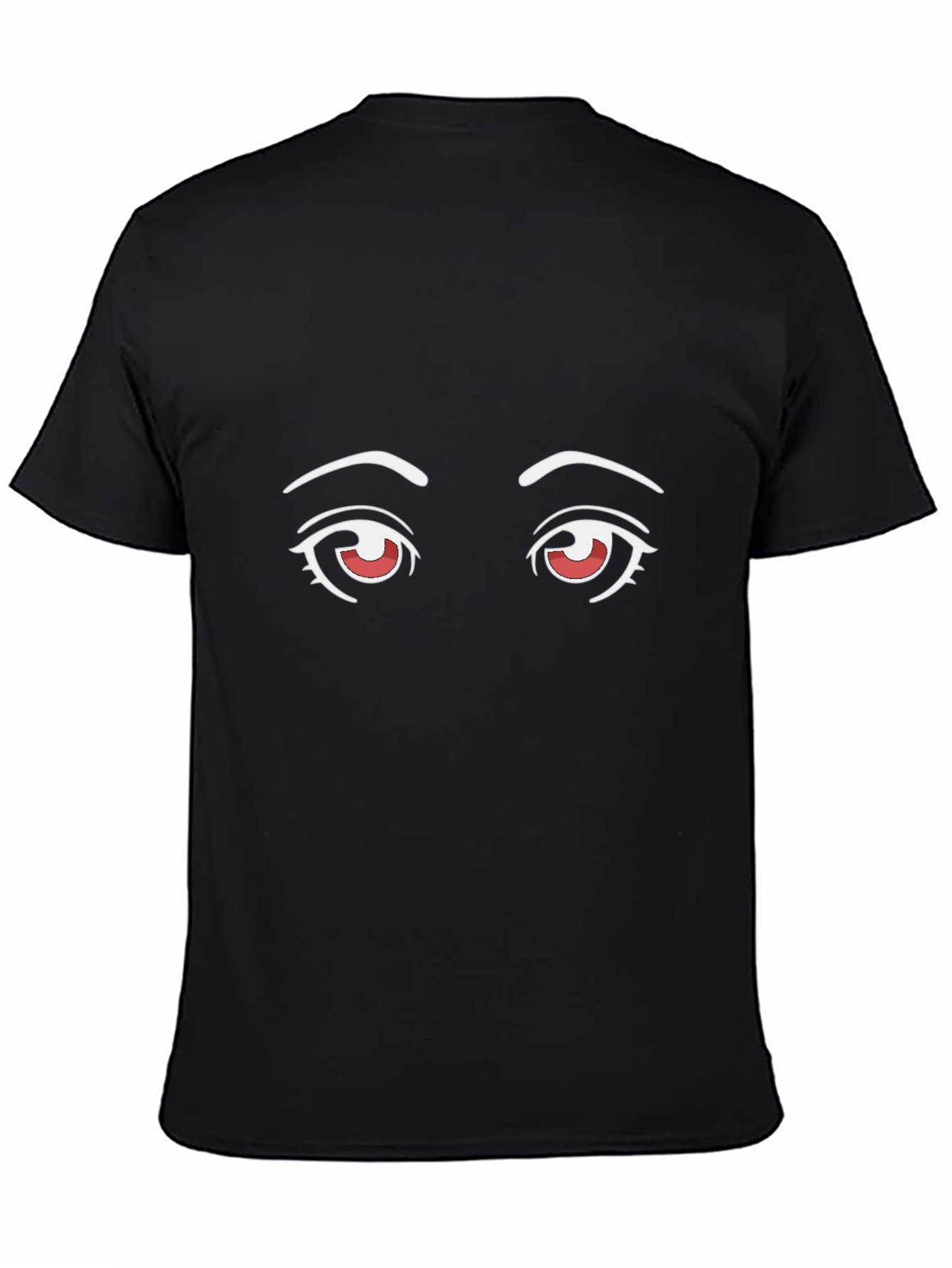Black Anime Eyes Graphic Tee - Black Cotton T-Shirt view 4