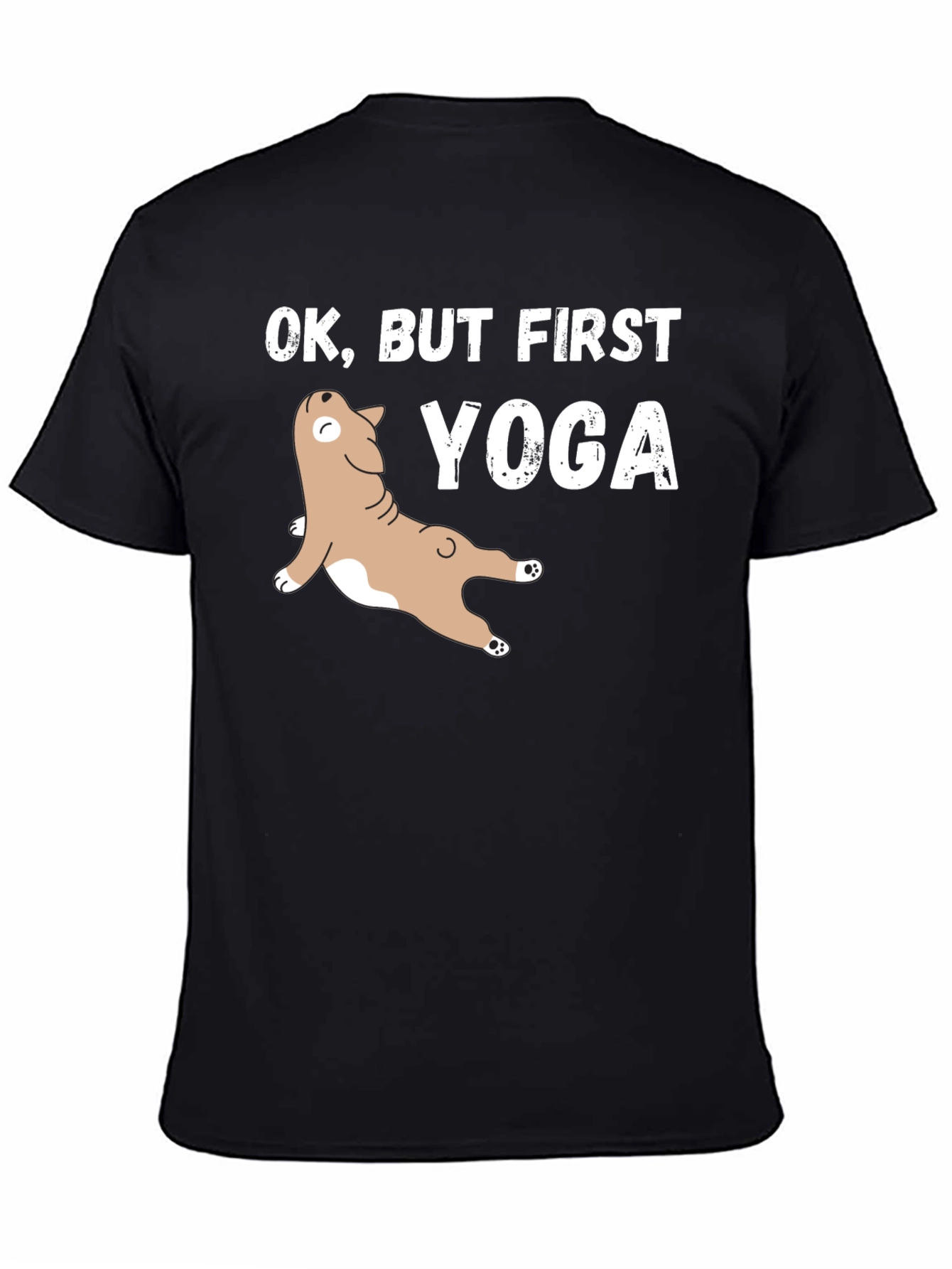 Black Yoga Dog Graphic Tee - Funny Workout Shirt view 4