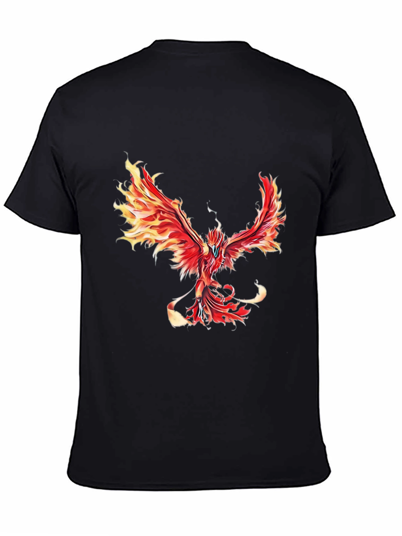 Black Fiery Phoenix Graphic Tee - Black Cotton Blend view 4