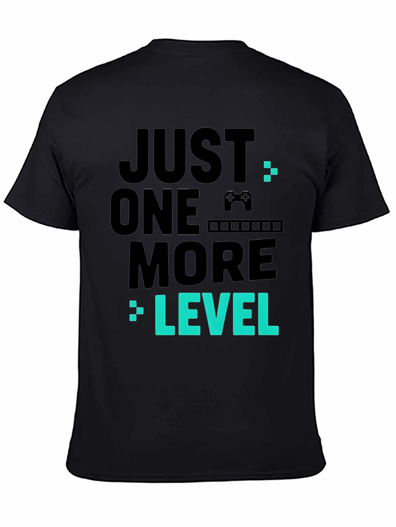 Black Just One More Level Black Gaming T-Shirt view 4
