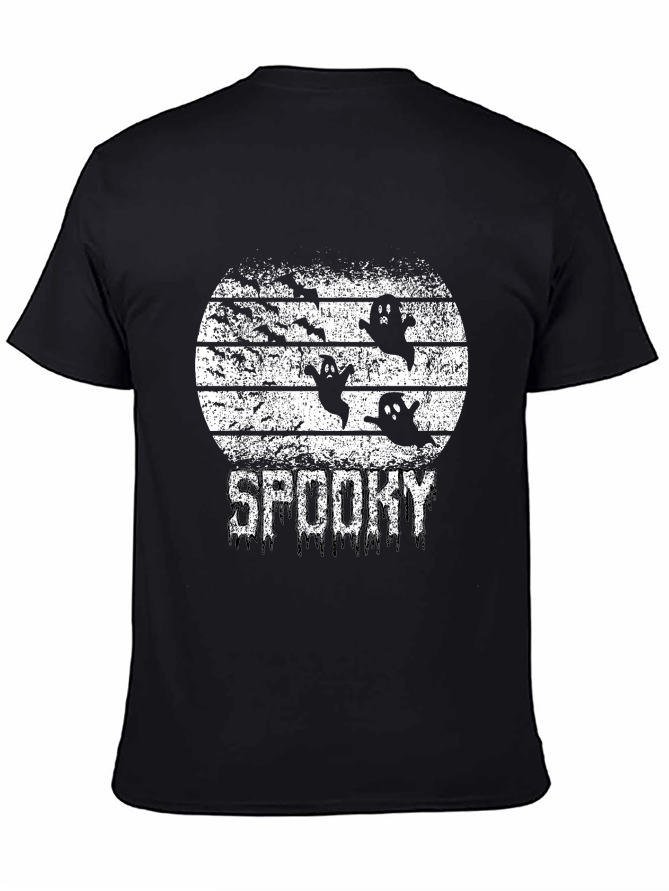 Black Spooky Ghosts T-Shirt Halloween Season Tee view 4