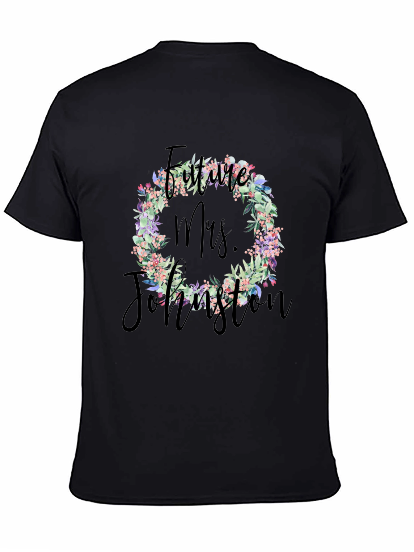 Black Future Mrs. Floral Wreath T-Shirt view 4