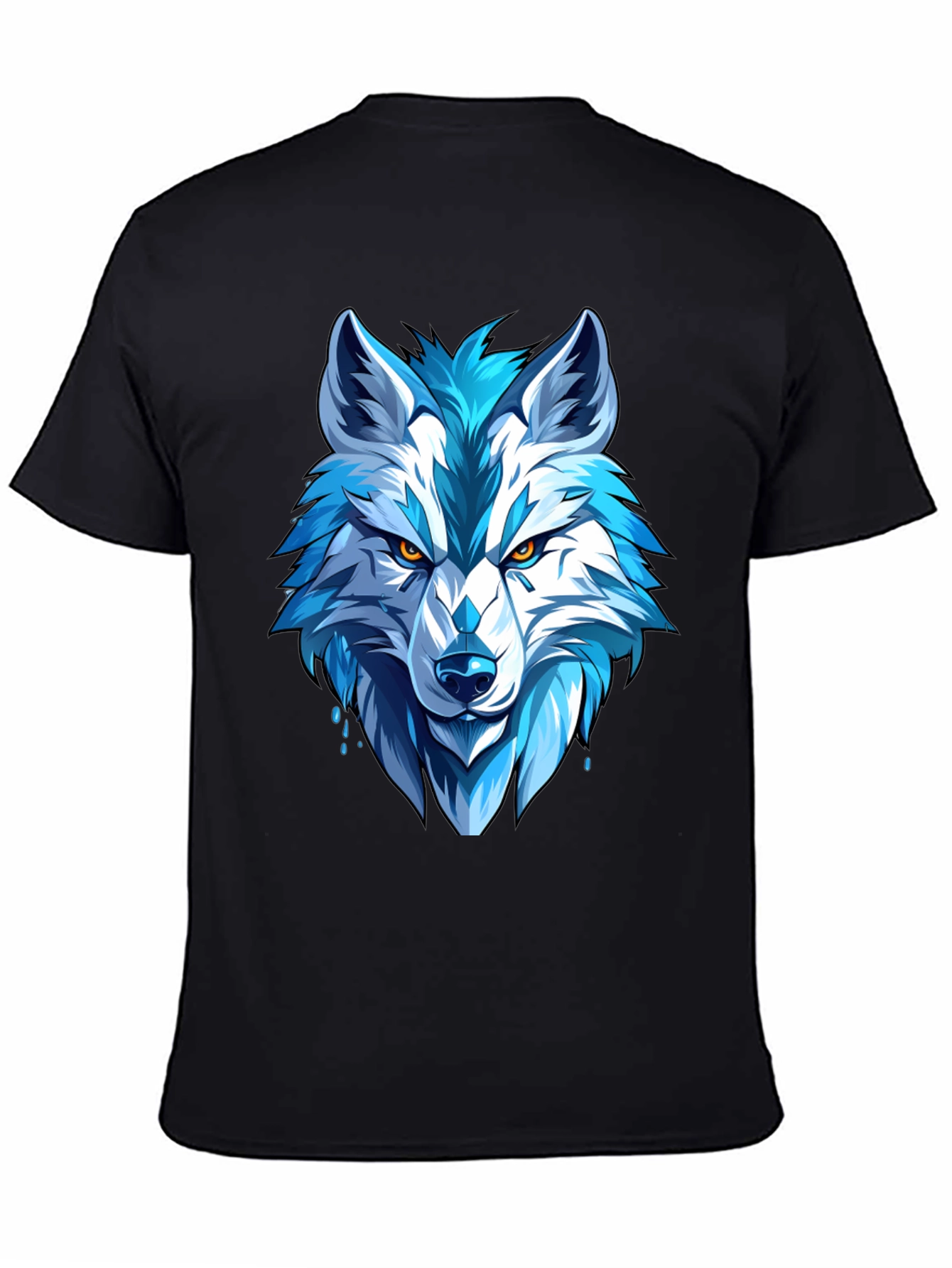 Black Cool Blue Wolf Graphic Tee - Fierce Style view 4