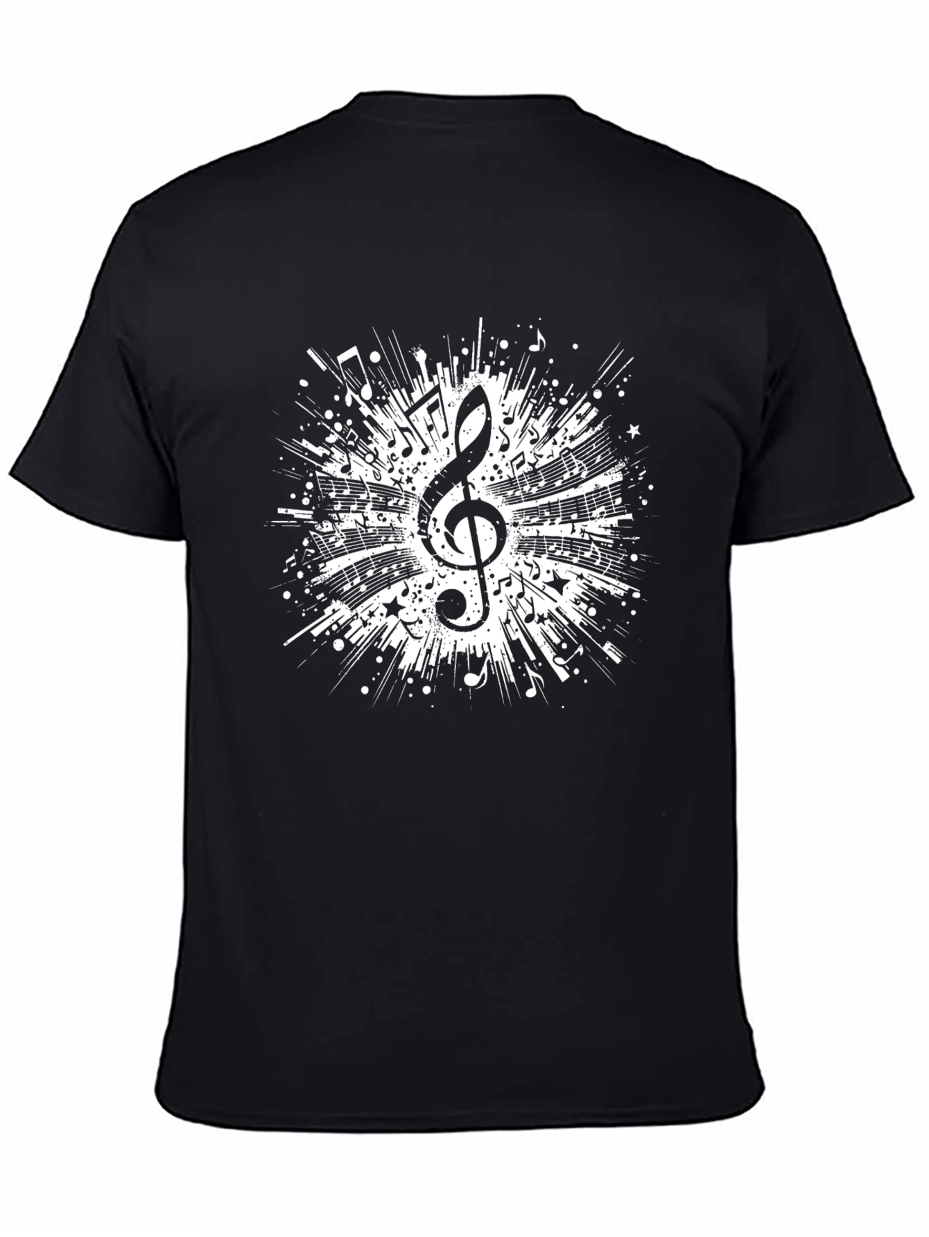 Black Musical Treble Clef Graphic Tee - Black Cotton T-Shirt view 4