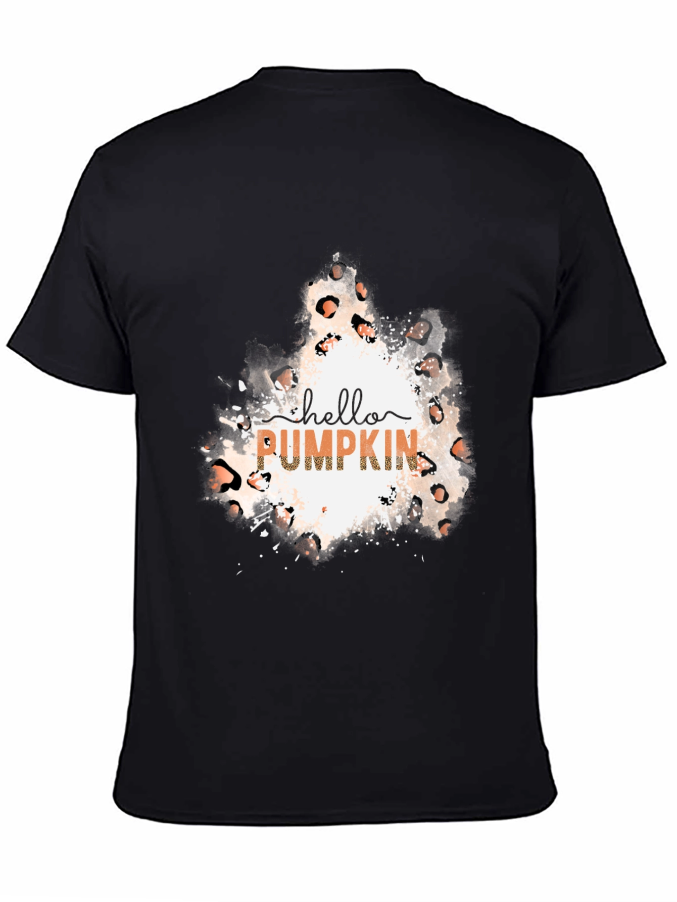 Black Hello Pumpkin Leopard Print Tee view 4