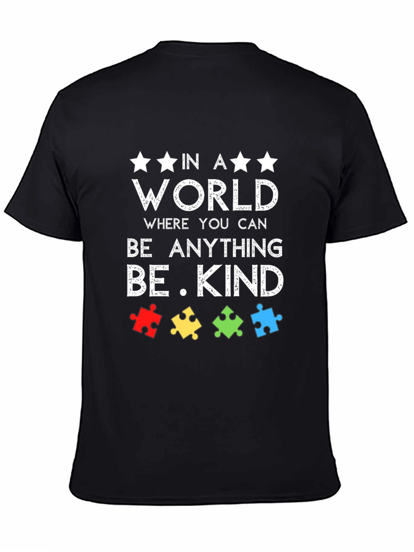 Black Be Kind Autism Awareness T-Shirt view 4