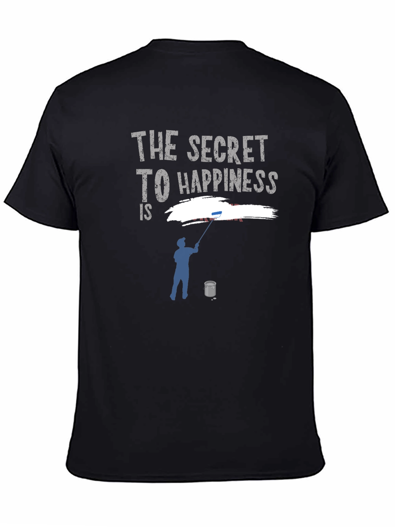 Black Secret to Happiness Painting Crew Neck T-Shirt view 4