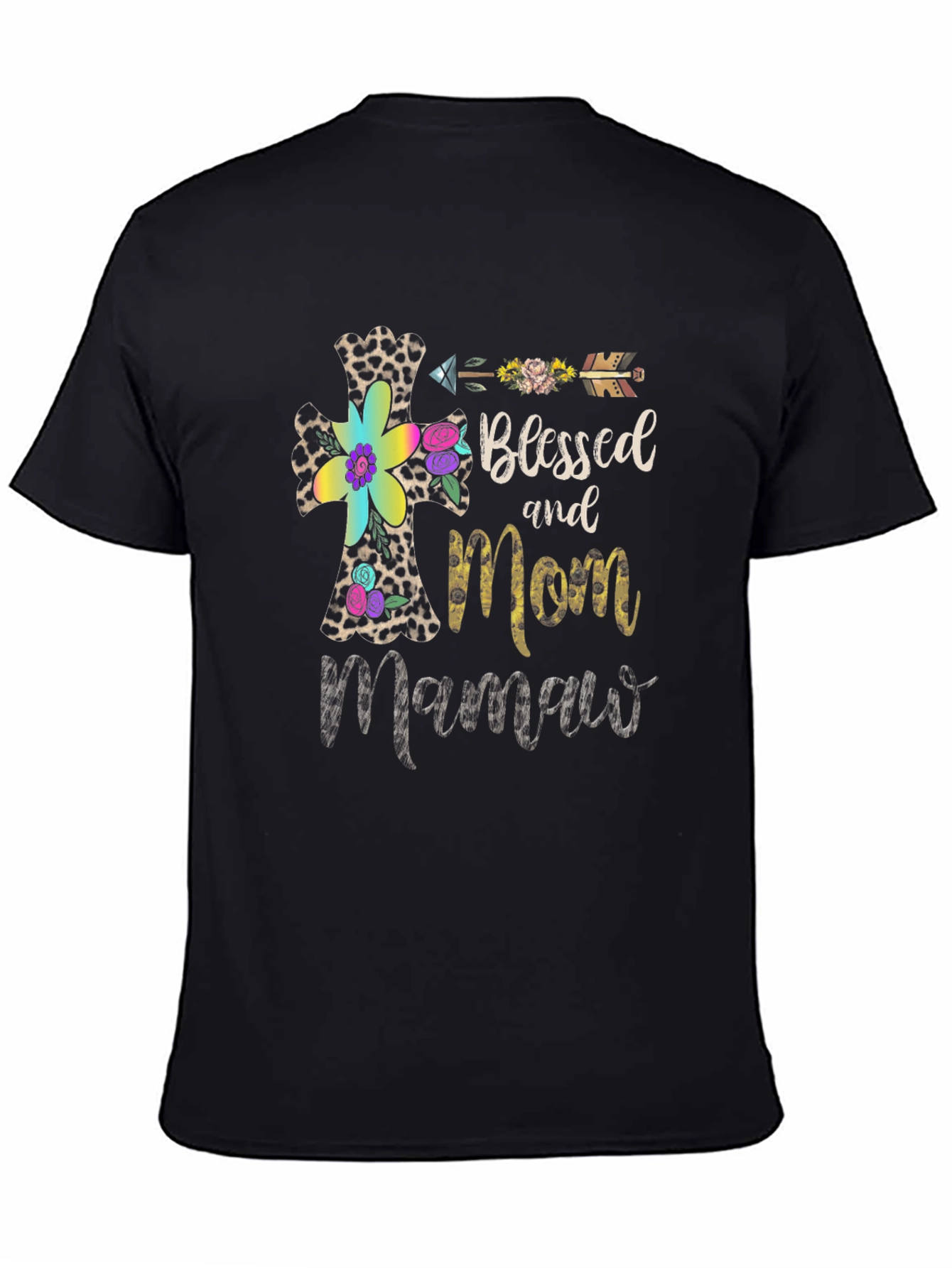 Black Blessed Mom Mamaw T-Shirt view 4