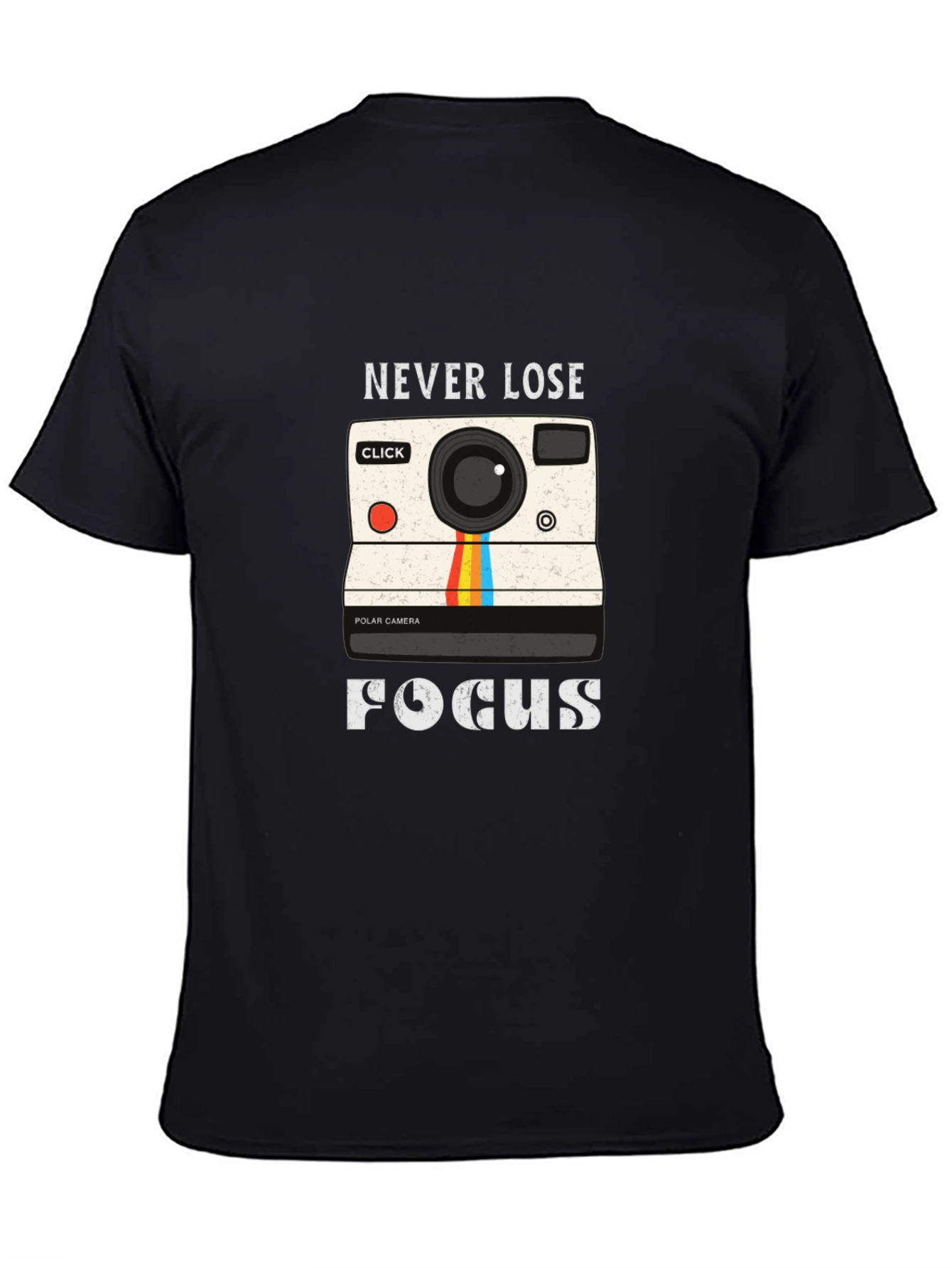 Black Never Lose Focus Camera Graphic Tee view 4