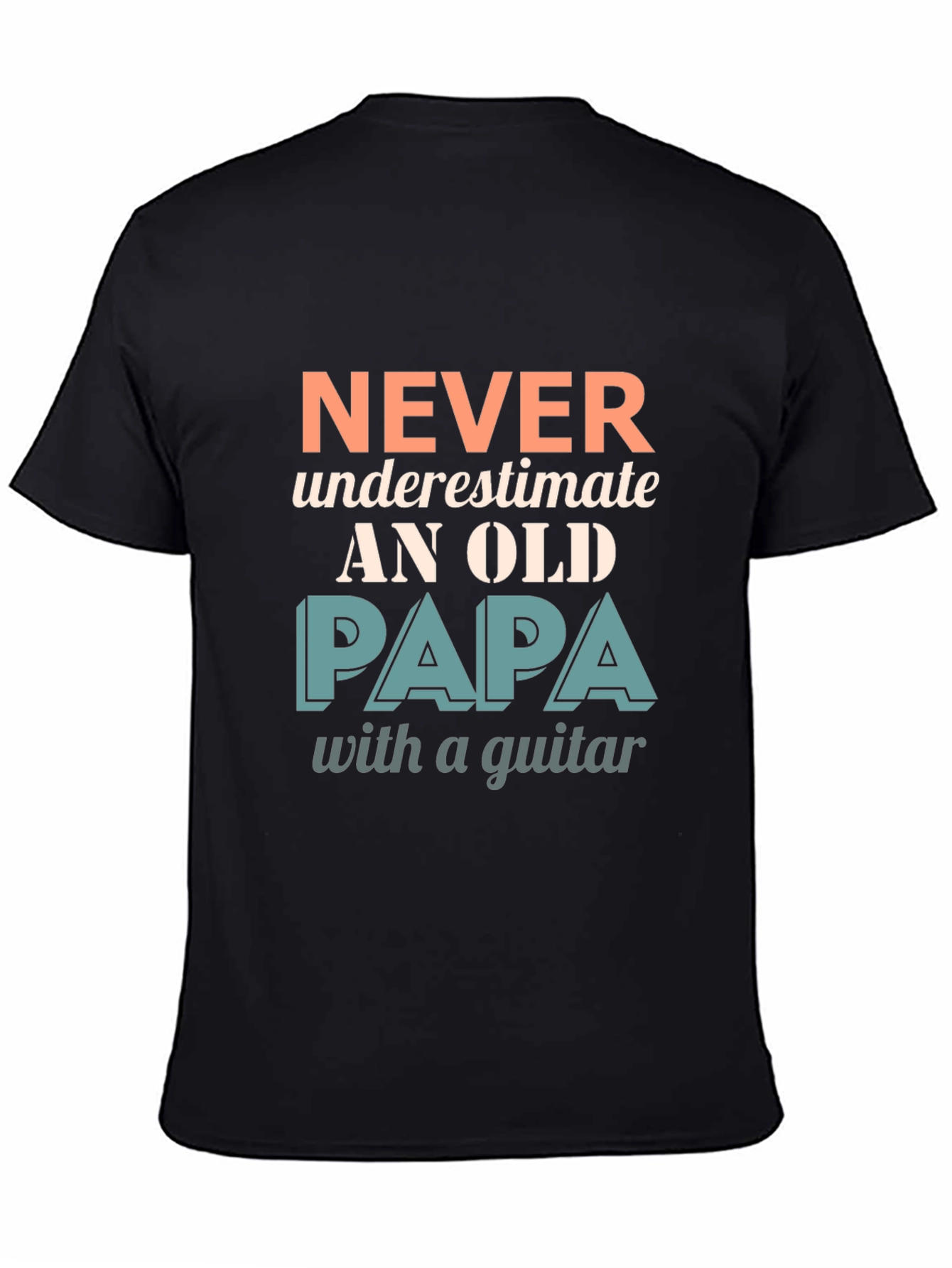 Black Never Underestimate Old Papa with a Guitar T-Shirt view 4