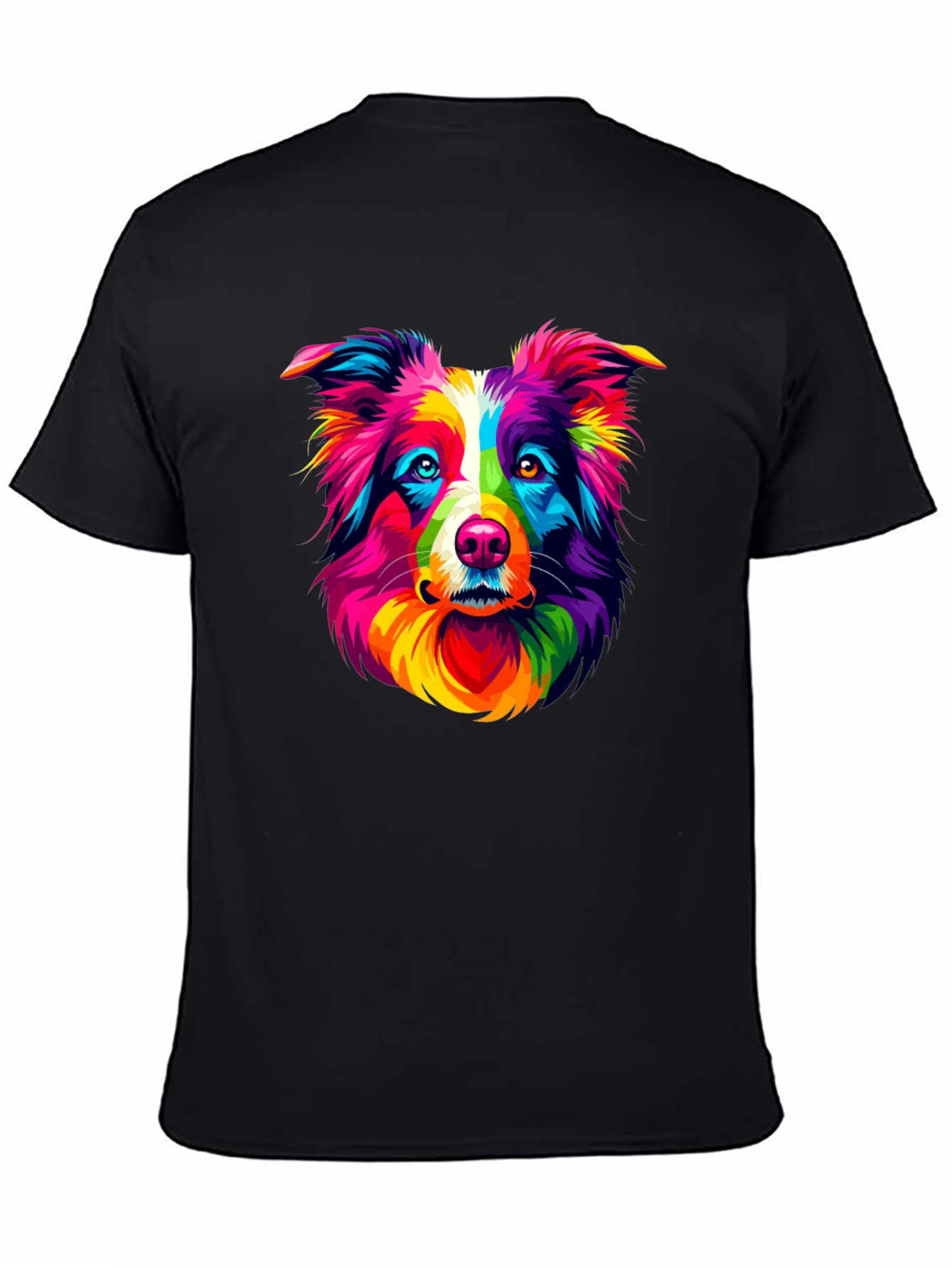 Black Colorful Dog Graphic Tee - Bold Pet Lover T-Shirt view 4