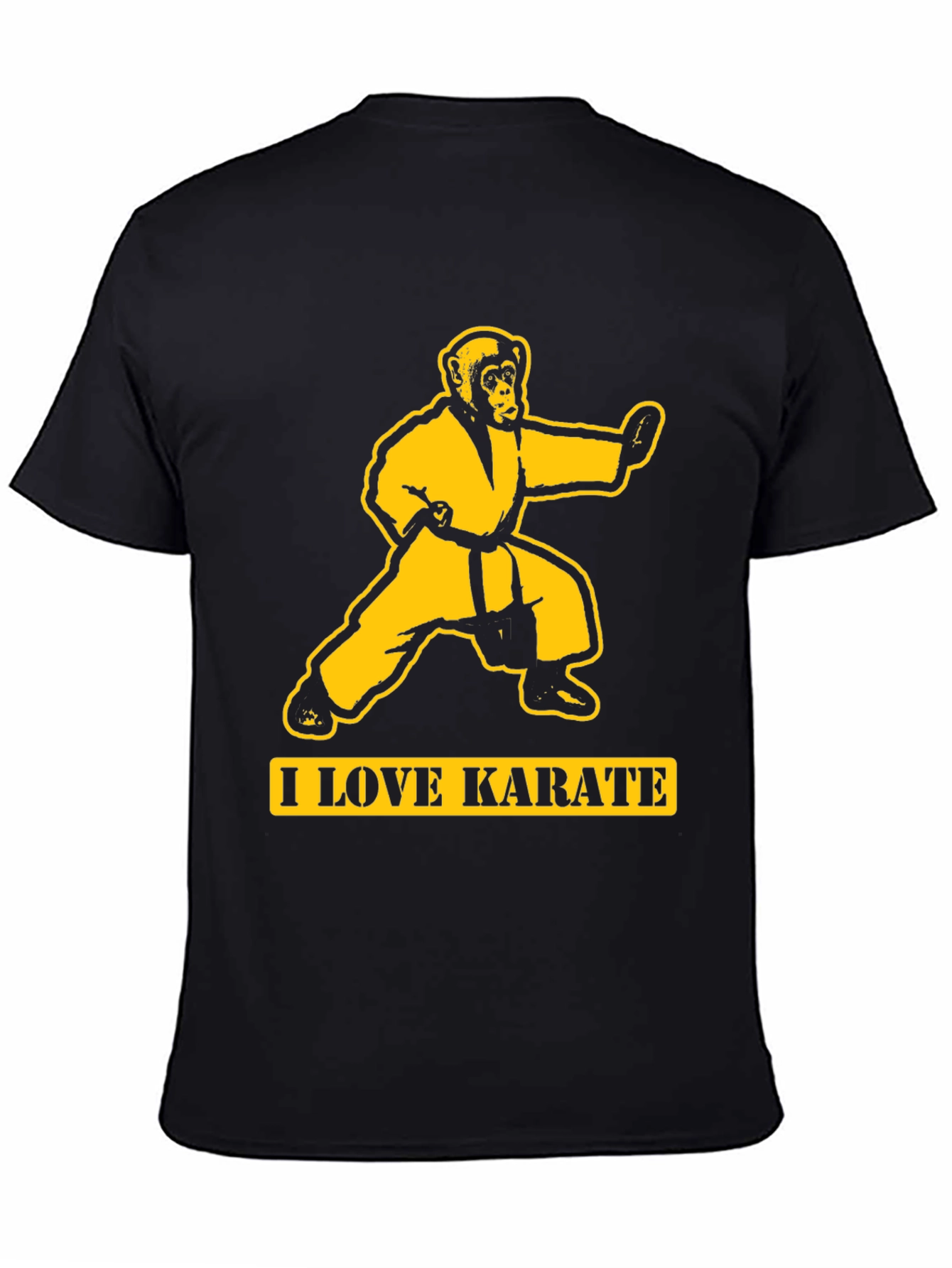 Black Karate Monkey T-Shirt - Black Cotton Tee view 4