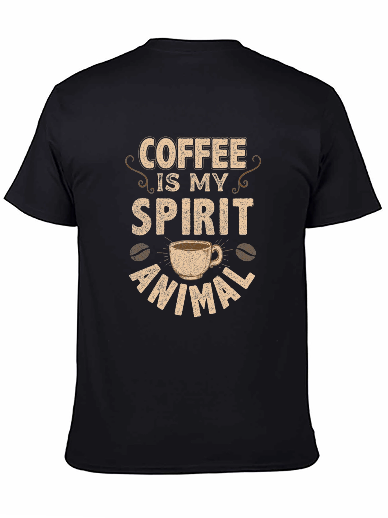 Black Coffee Is My Spirit Animal Black T-Shirt view 4