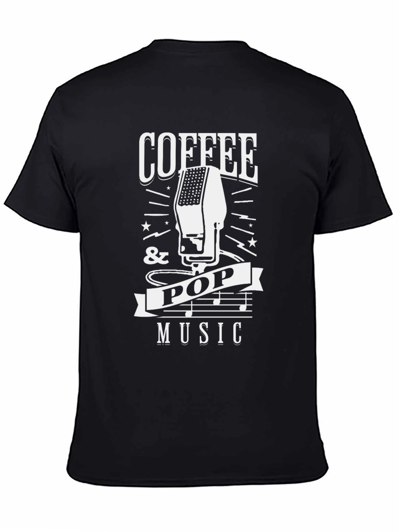 Black Coffee & Pop Music T-Shirt - Black Graphic Tee view 4