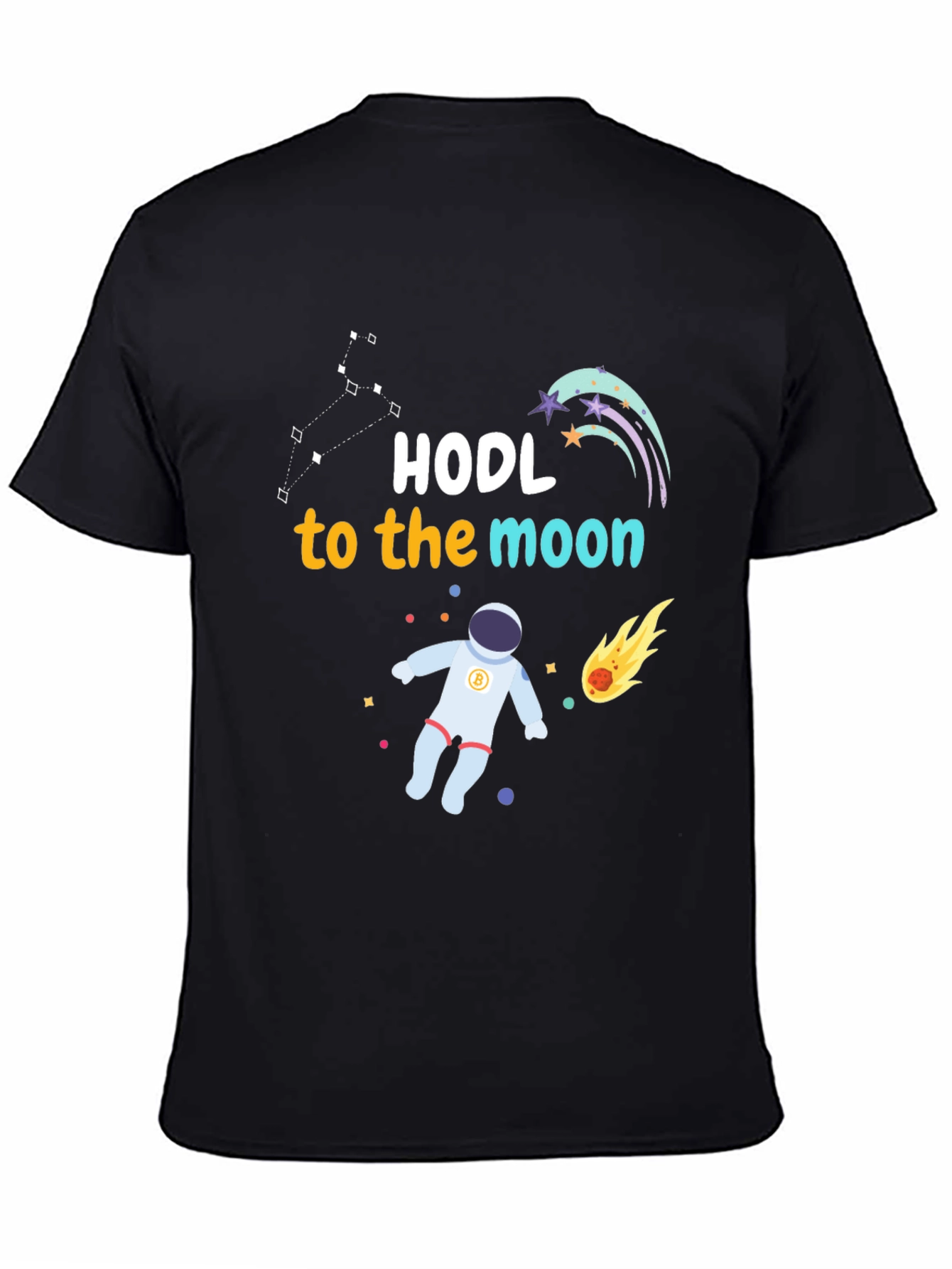 Black HODL to the Moon Graphic Tee - Crypto Astronaut view 4