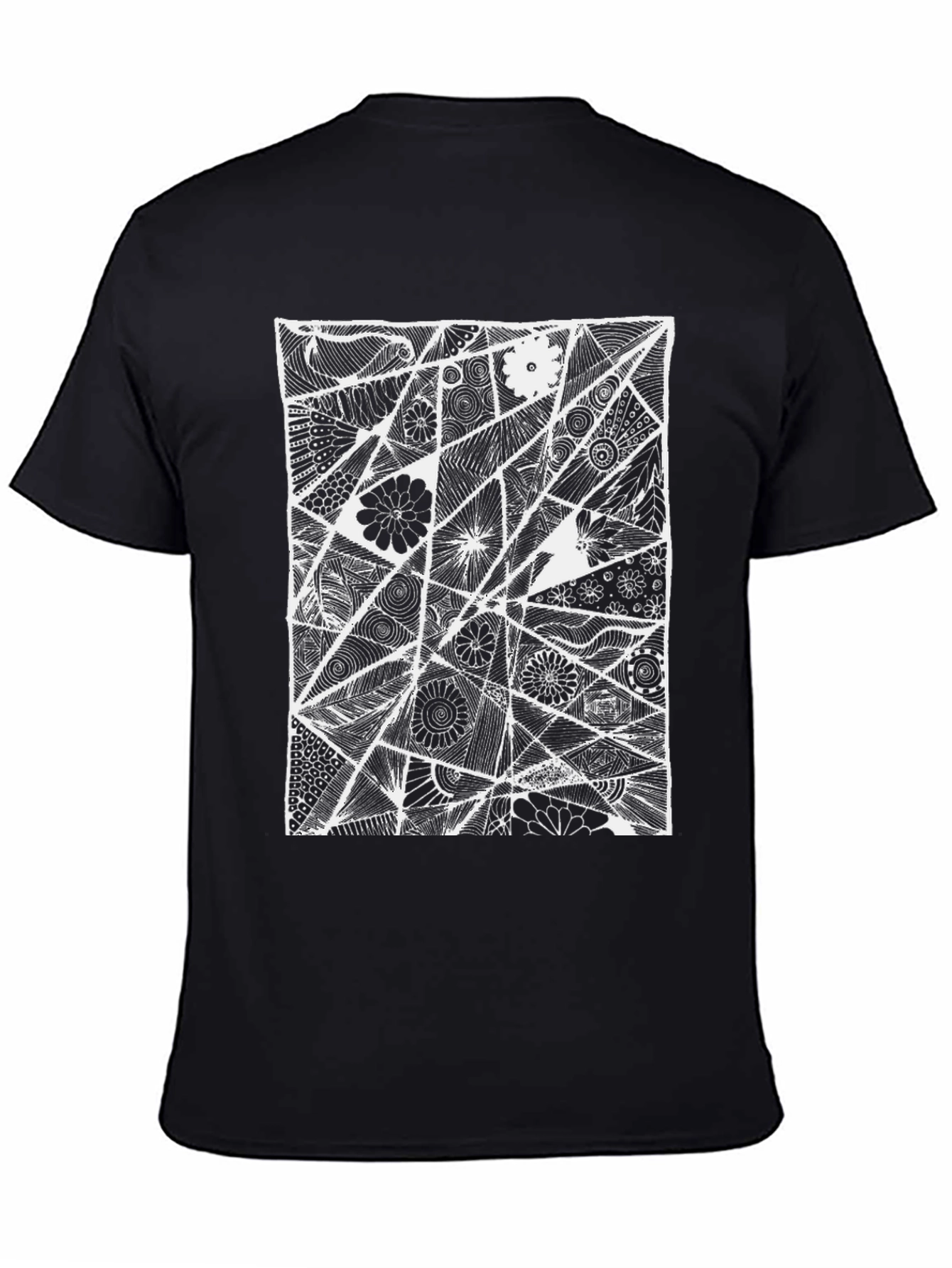 Black Abstract Floral Black T-Shirt view 4