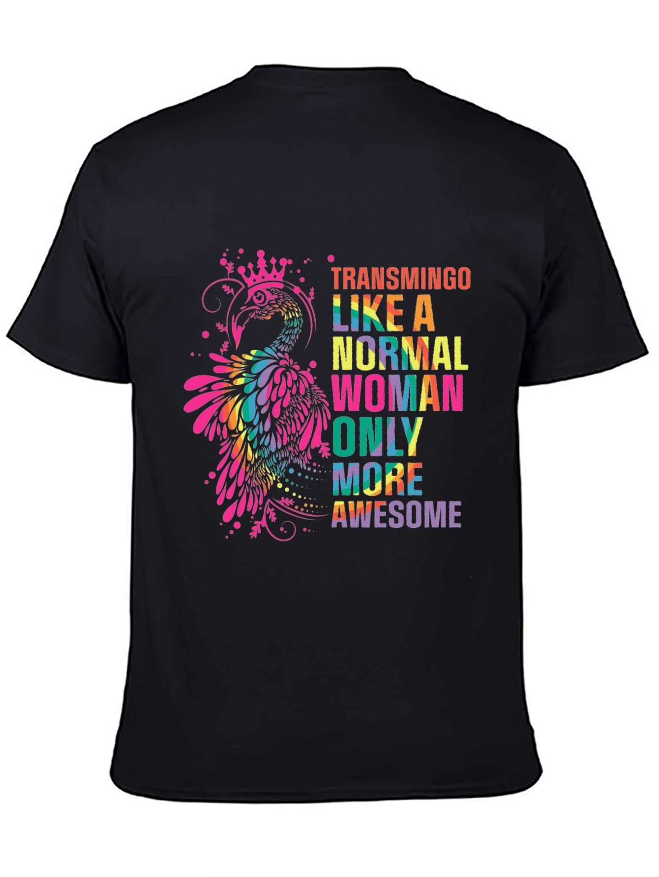 Black Transmingo Colorful Graphic T-Shirt view 4