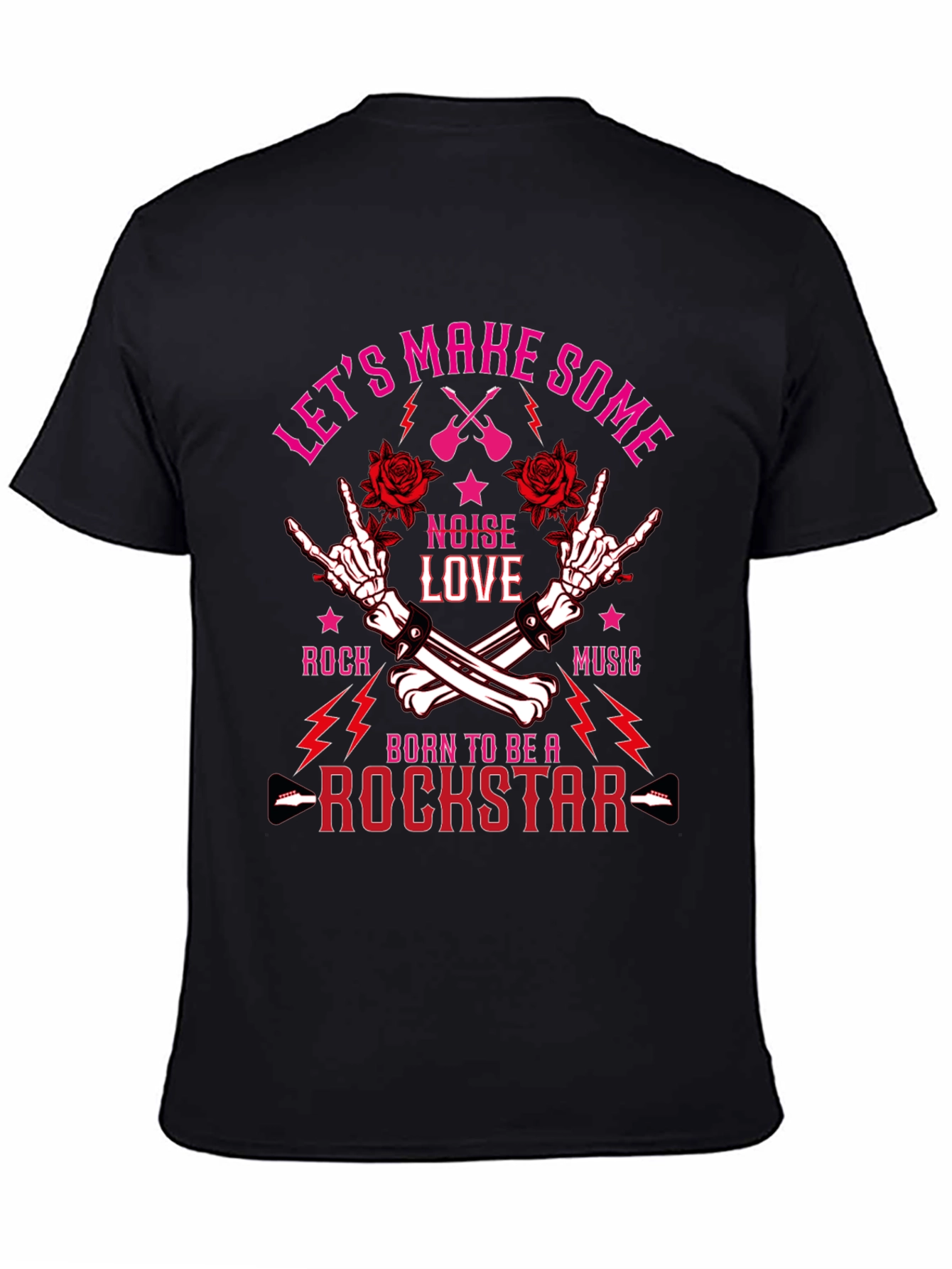 Black Born to be a Rockstar T-Shirt view 4