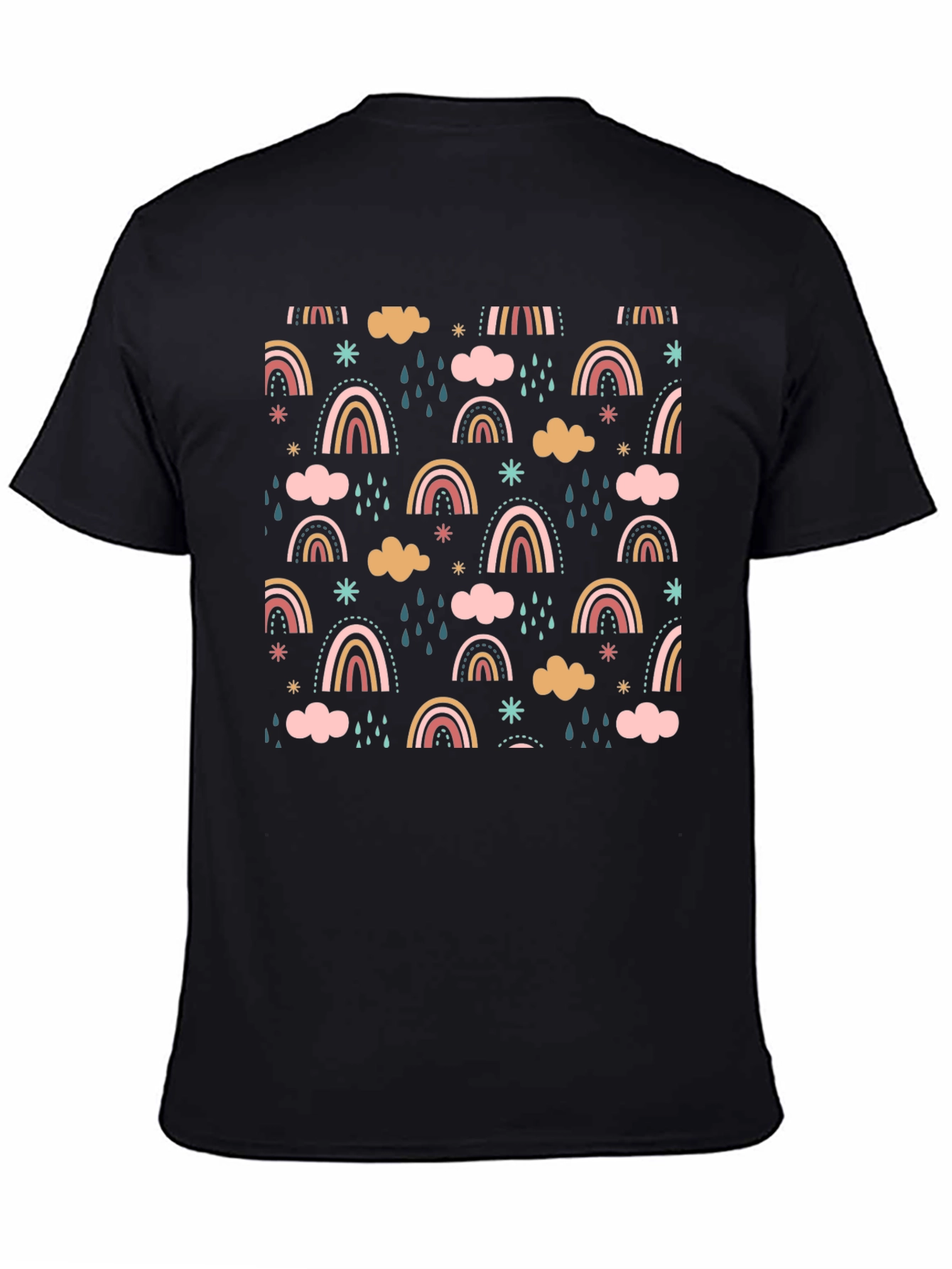 Black Rainbow Pattern Black T-Shirt view 4