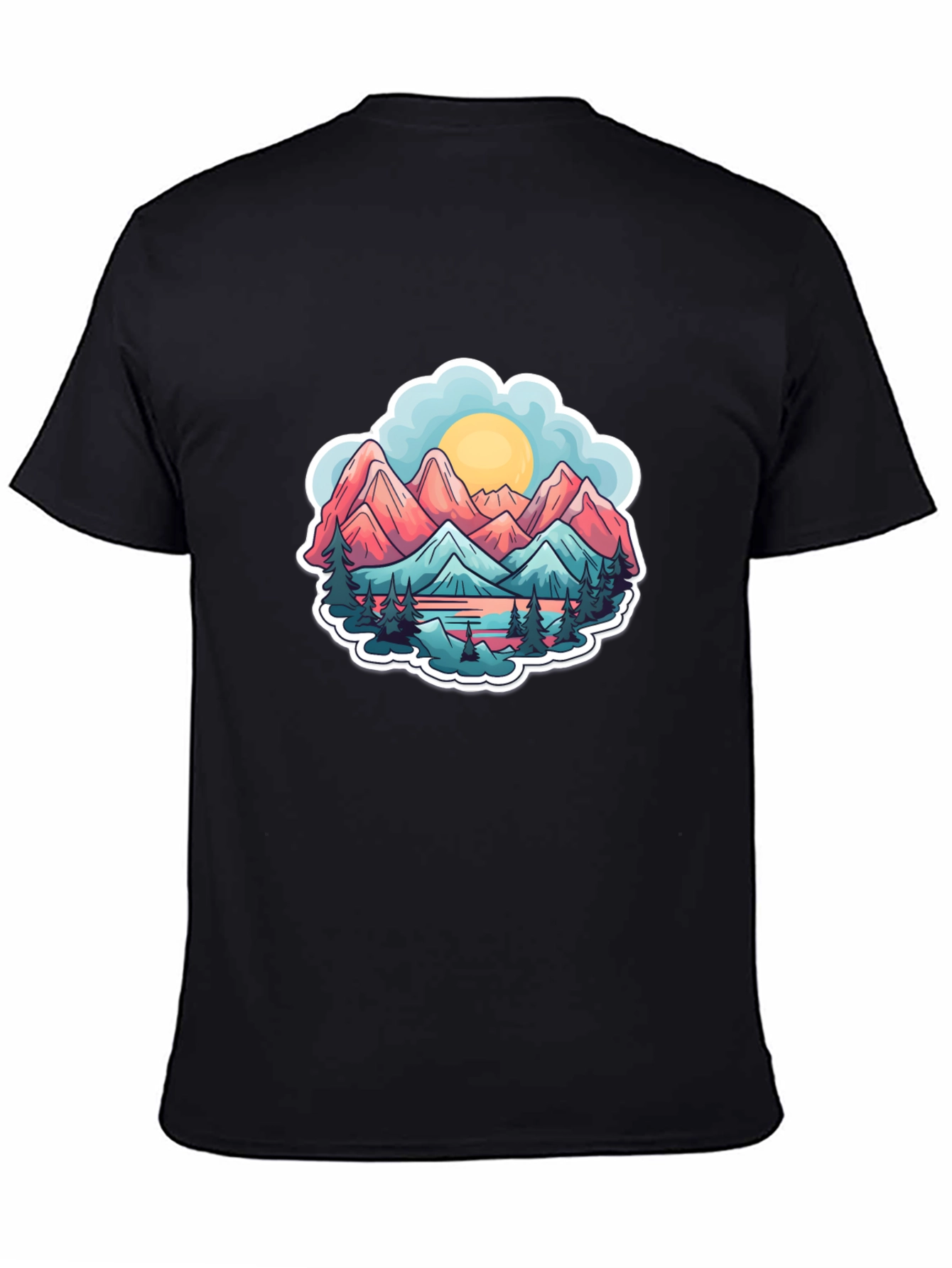 Black Mountain Scene Graphic T-Shirt view 4