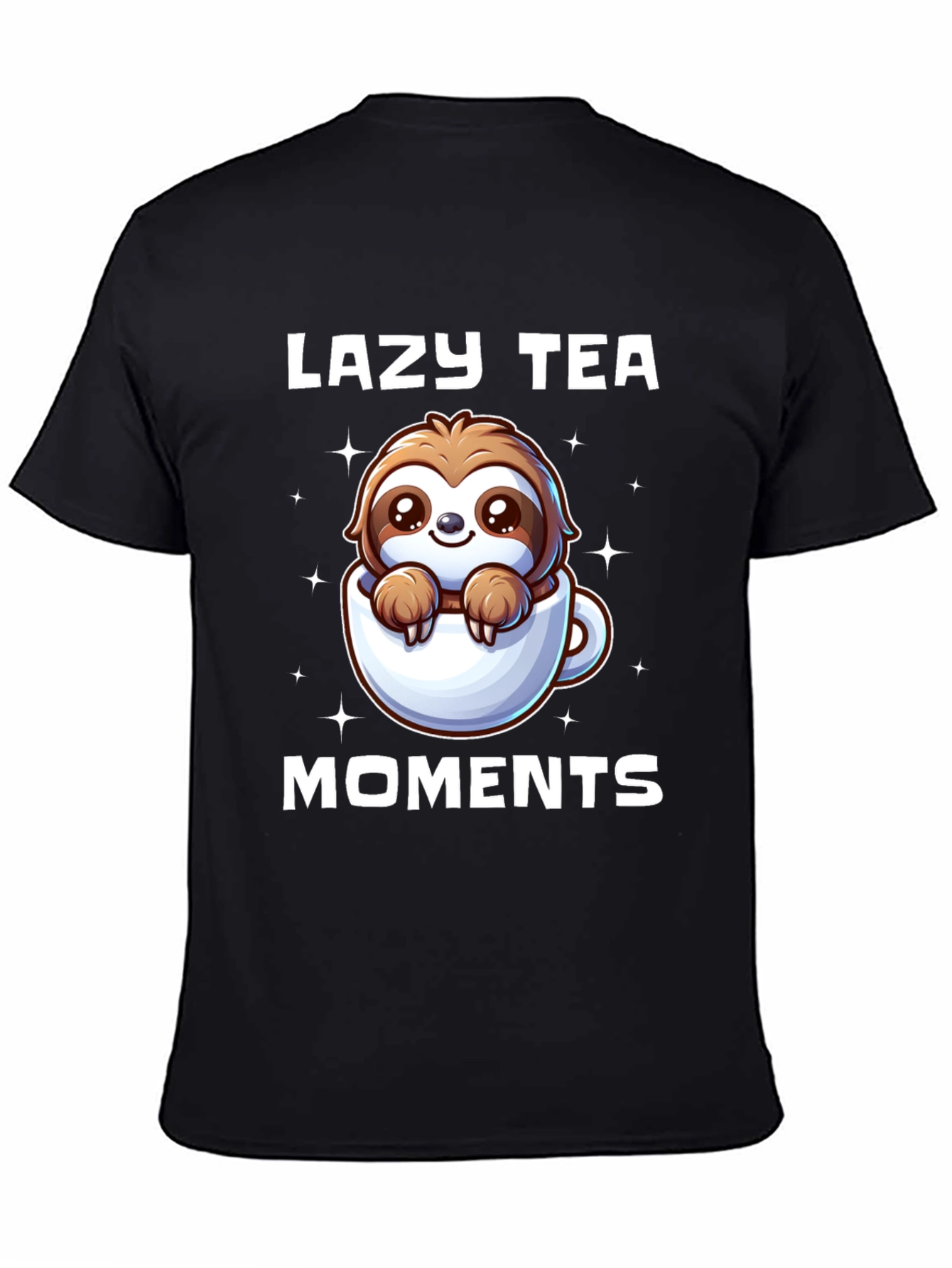 Black Lazy Tea Moments Sloth T-Shirt - Cute & Comfy view 4