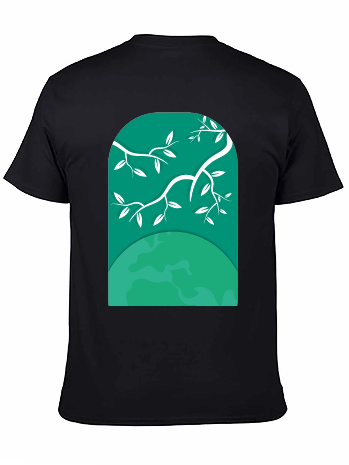 Black Nature Window Tee - Graphic Print Black T-Shirt view 4