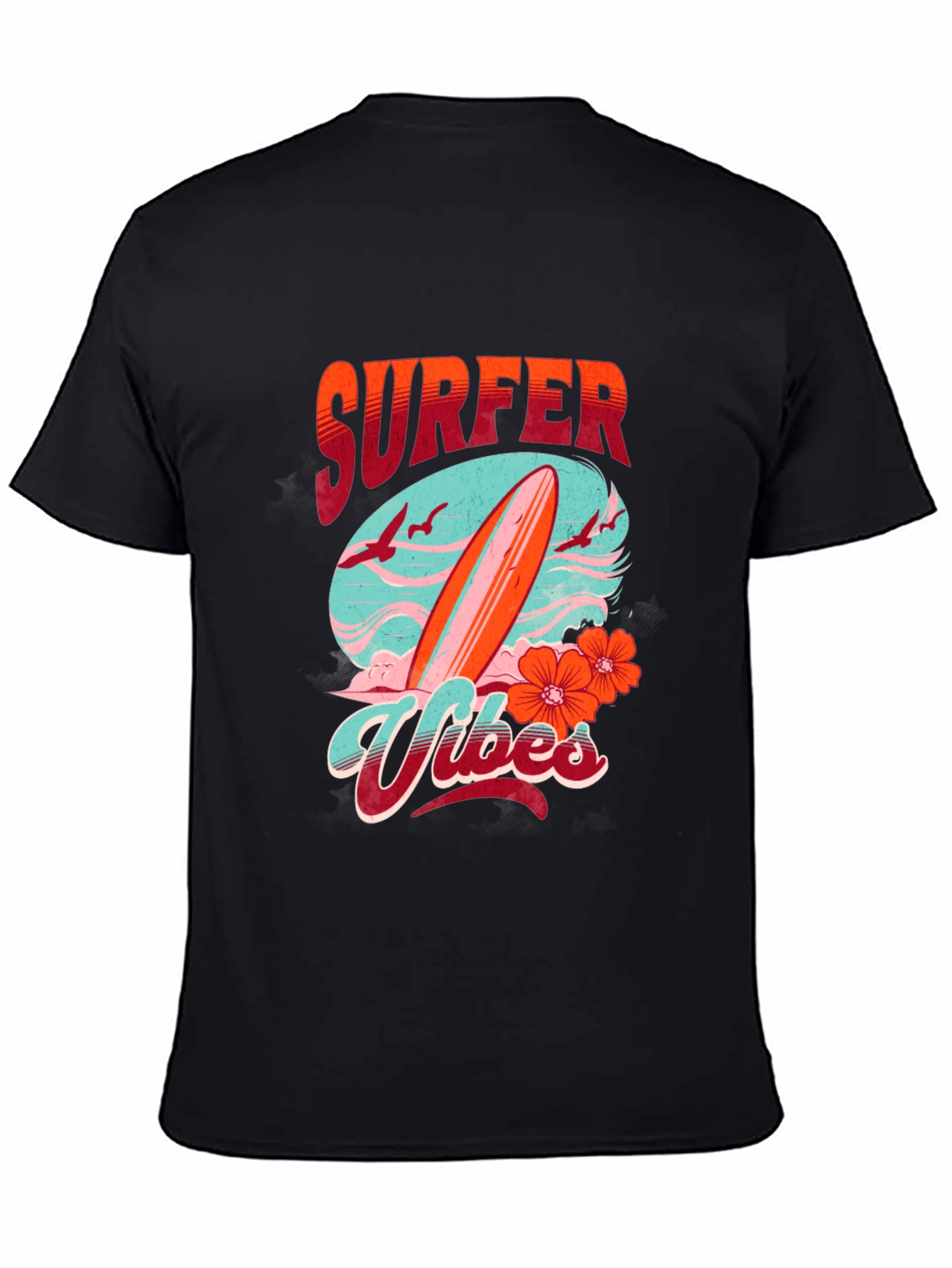 Black Surfer Vibes Graphic Tee - Black view 4