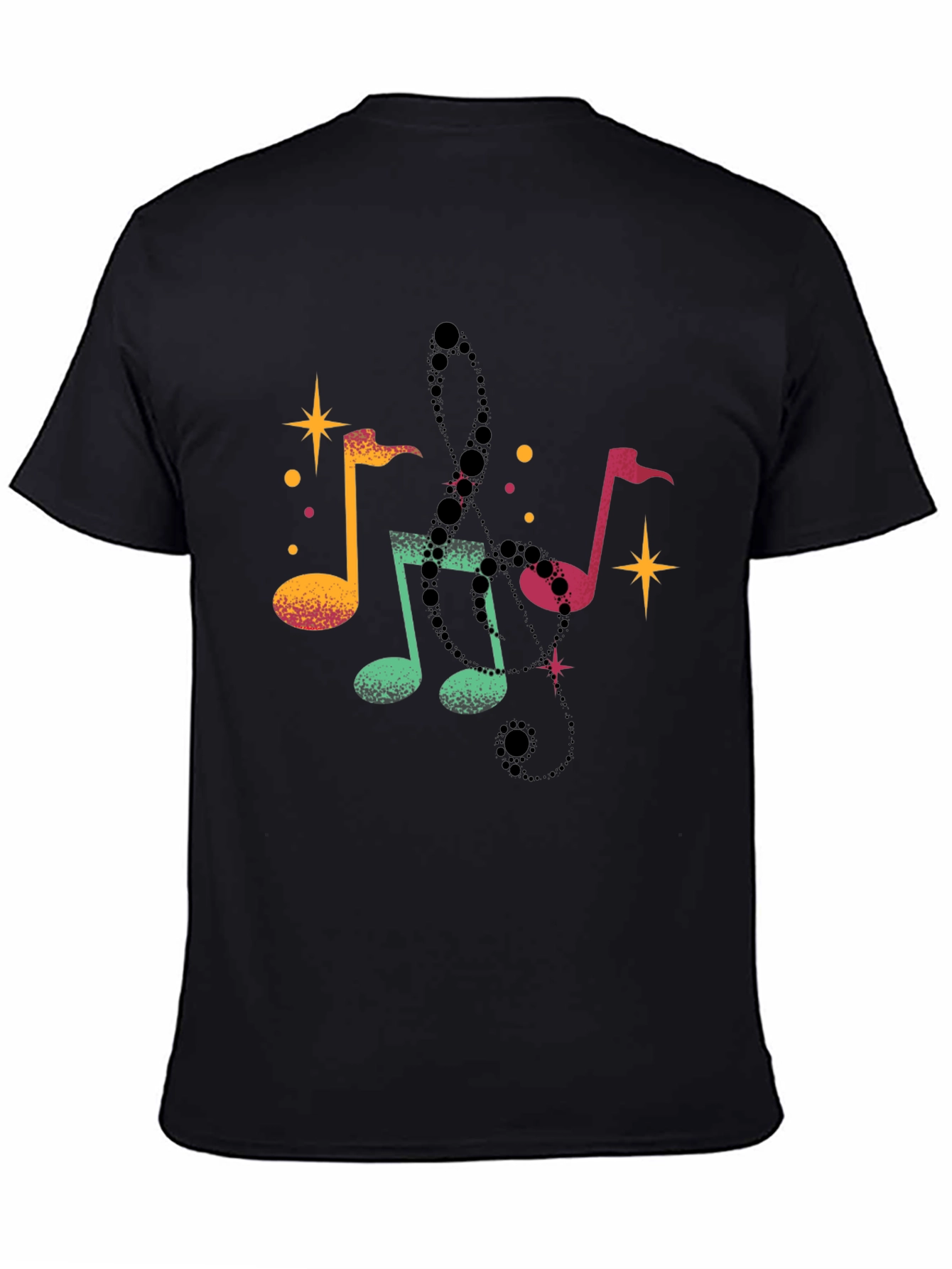 Black Musical Notes Black T-Shirt view 4