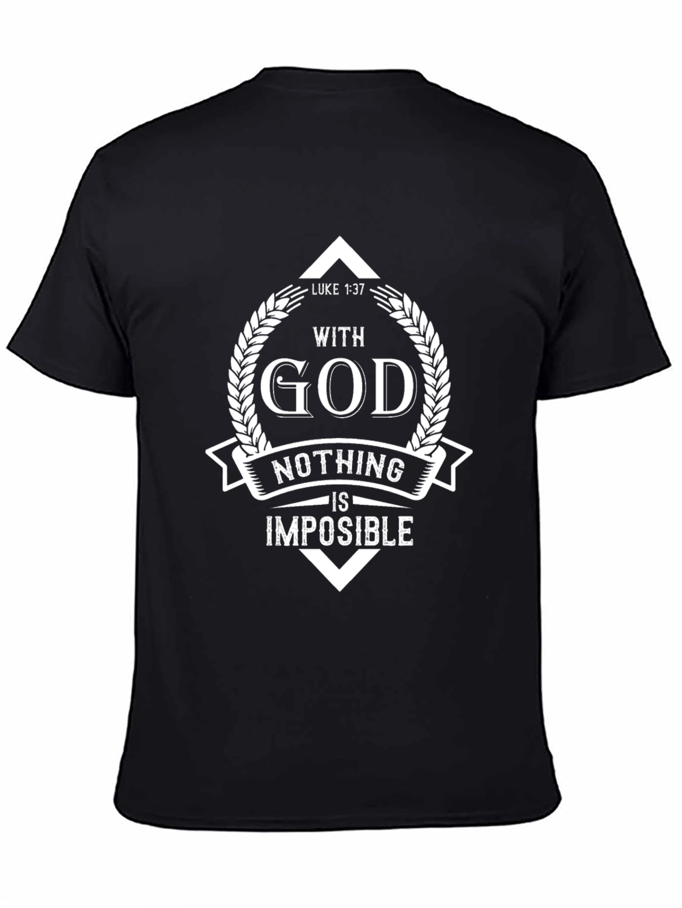 Black Faith-Inspired T-Shirt: With God Nothing Is Impossible view 4