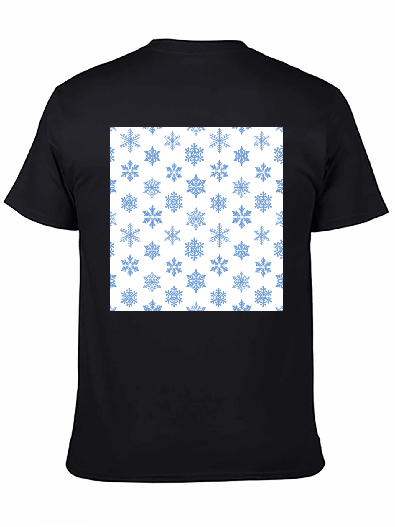 Black Snowflake Pattern Tee - Winter Holiday Style view 4