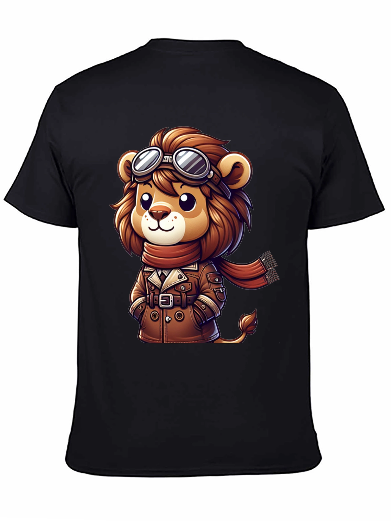 Black Lion Aviator Graphic Tee - Cartoon Style view 4