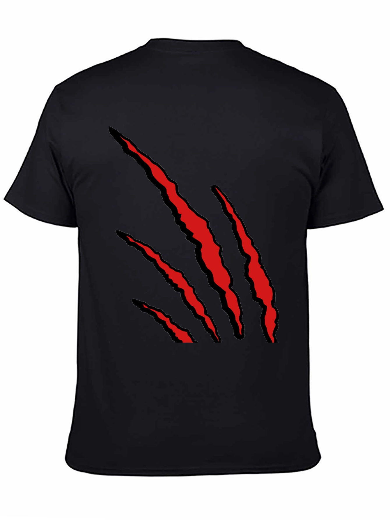 Black Men's Black T-Shirt with Red Claw Graphic view 4