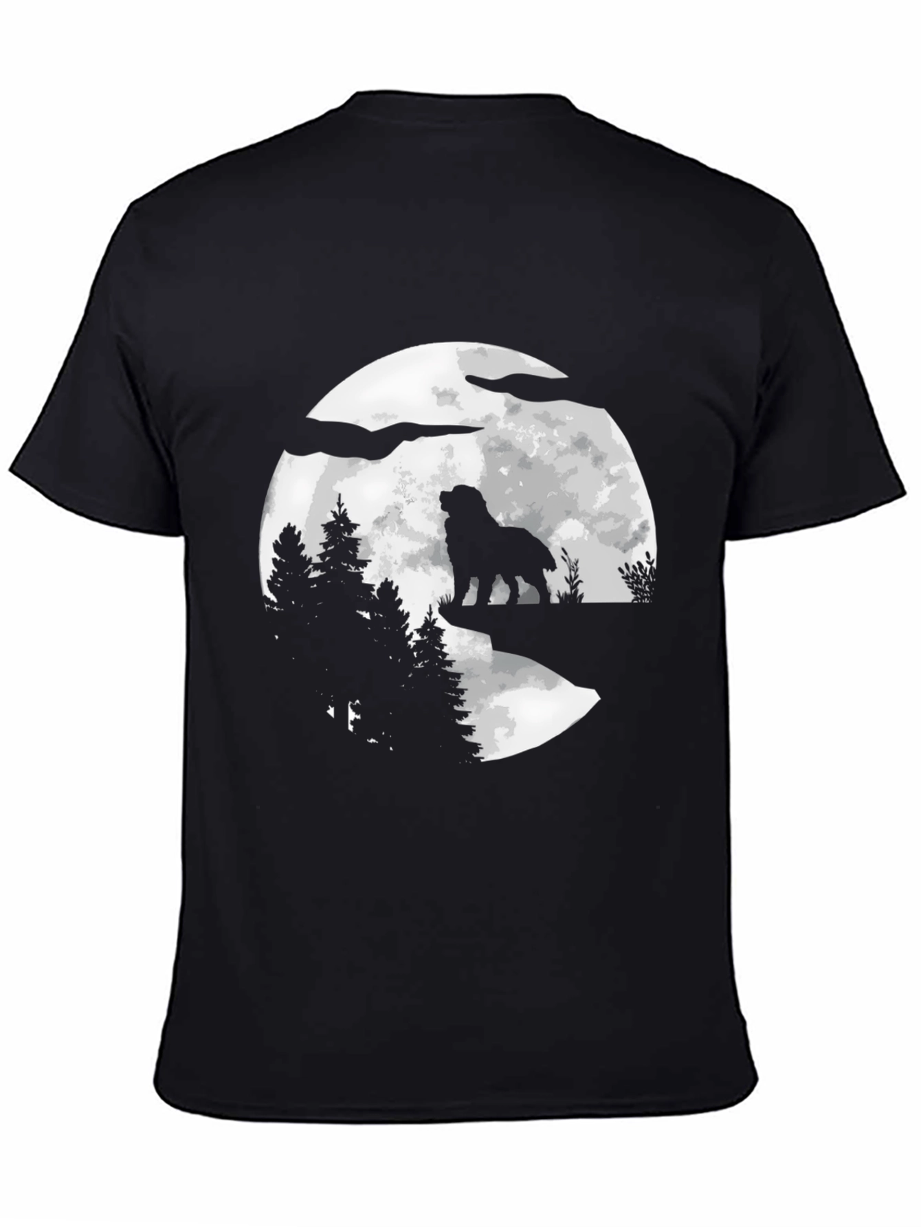 Black Wolf Moon Graphic Tee - Nature Lover's Black T-Shirt view 4