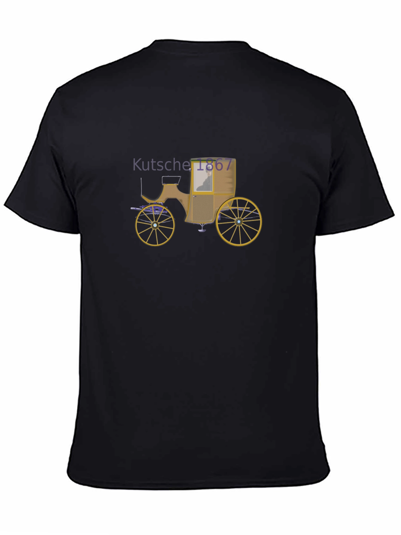 Black Vintage Carriage Graphic Tee - Classic Style view 4