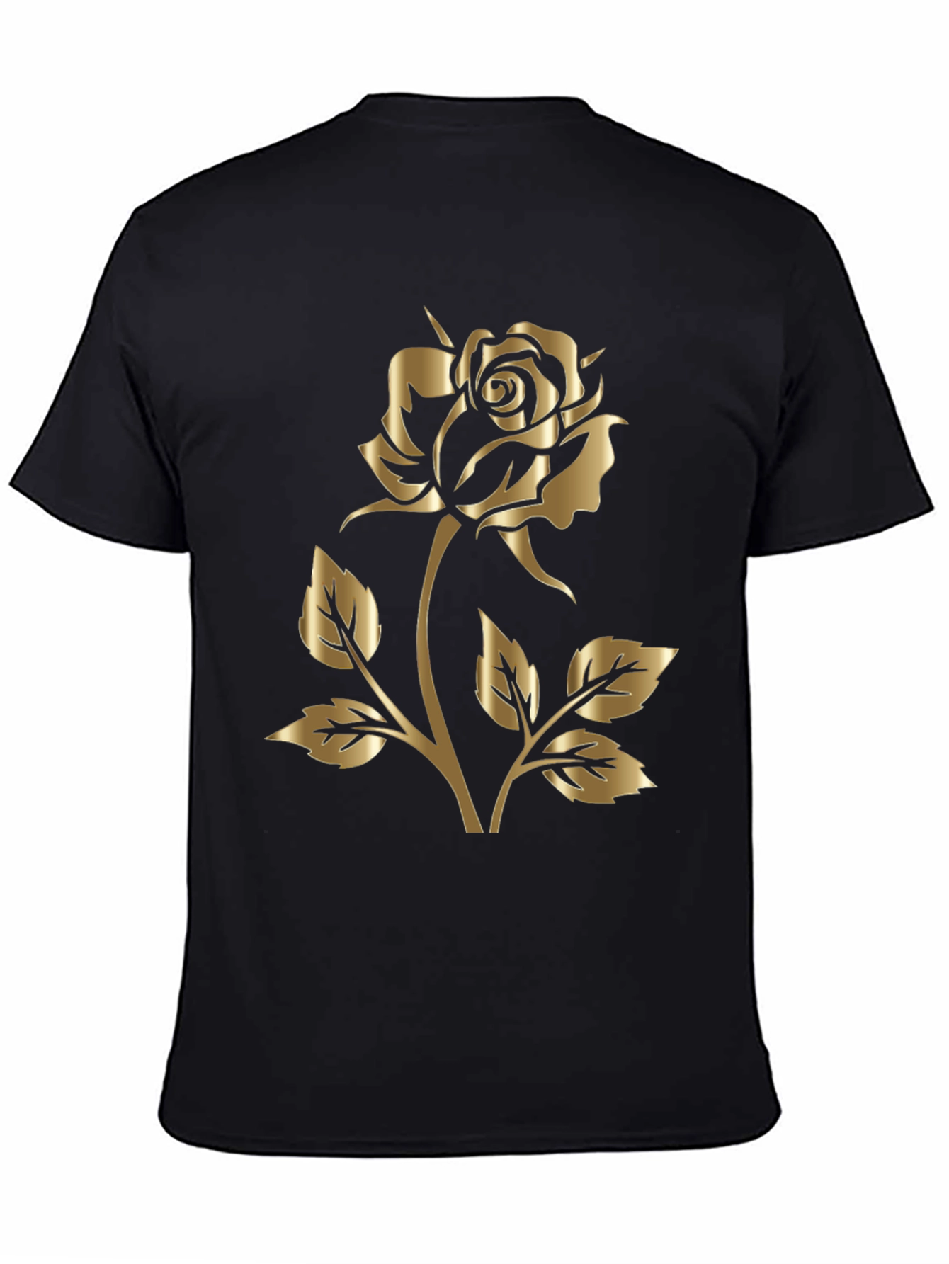 Black Gold Rose Graphic Black T-Shirt view 4