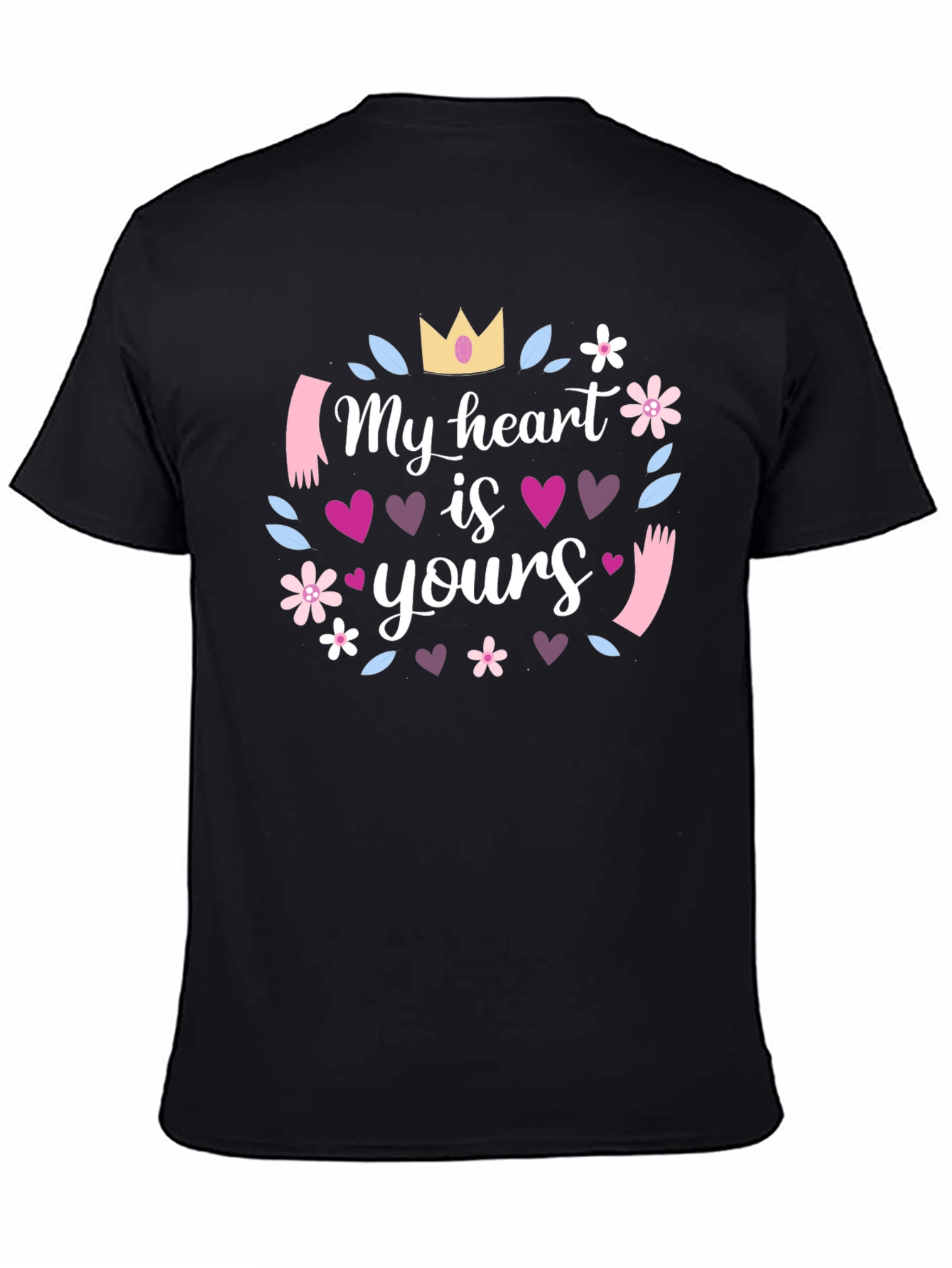Black My Heart is Yours Graphic Tee - Black Cotton view 4