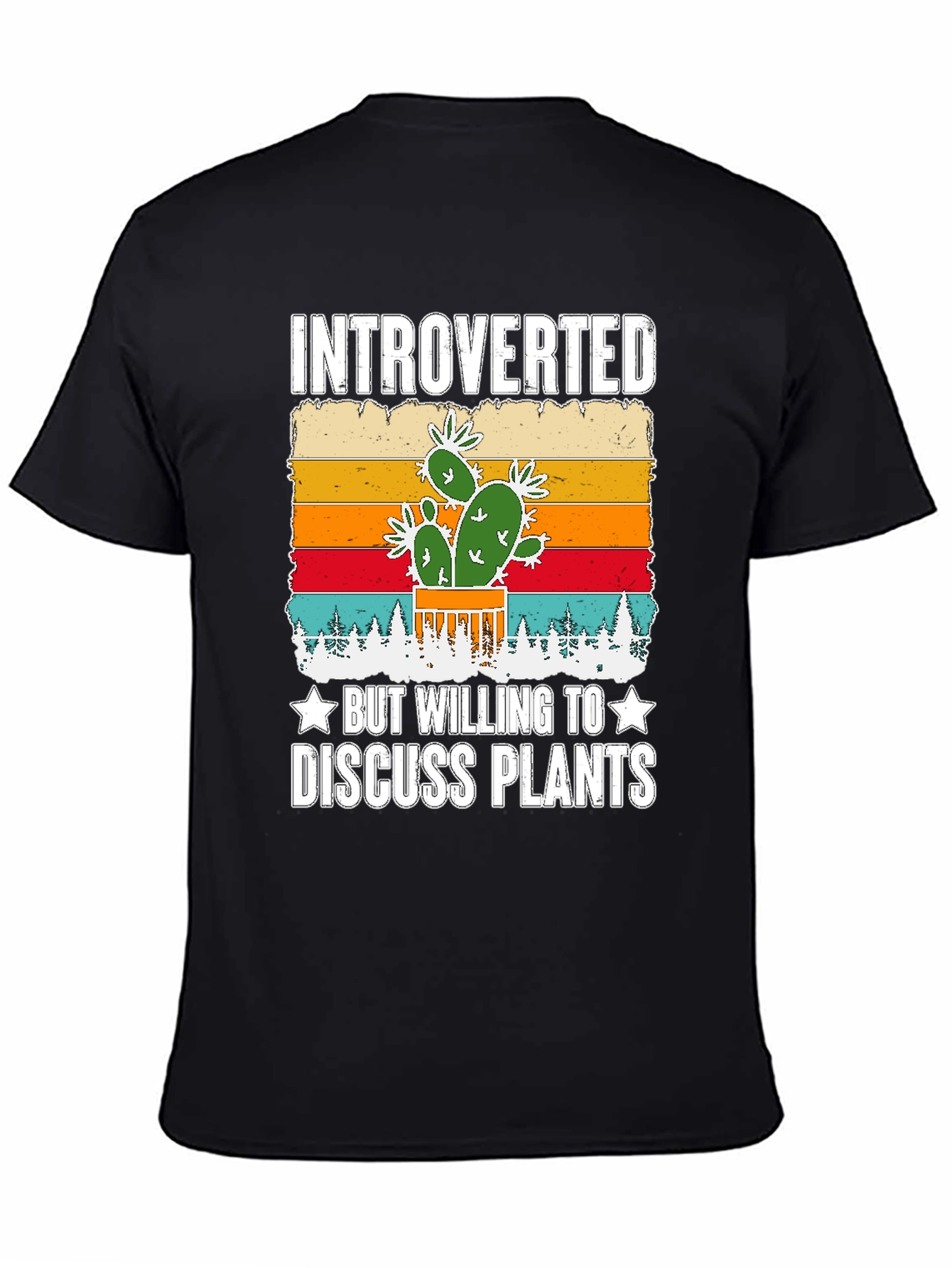 Black Introverted Plant Lover Graphic T-Shirt view 4