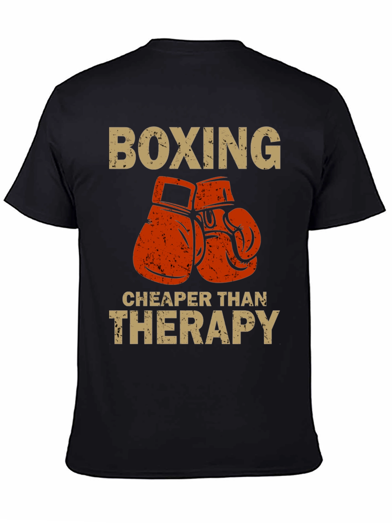 Black Boxing Cheaper Than Therapy T-Shirt view 4