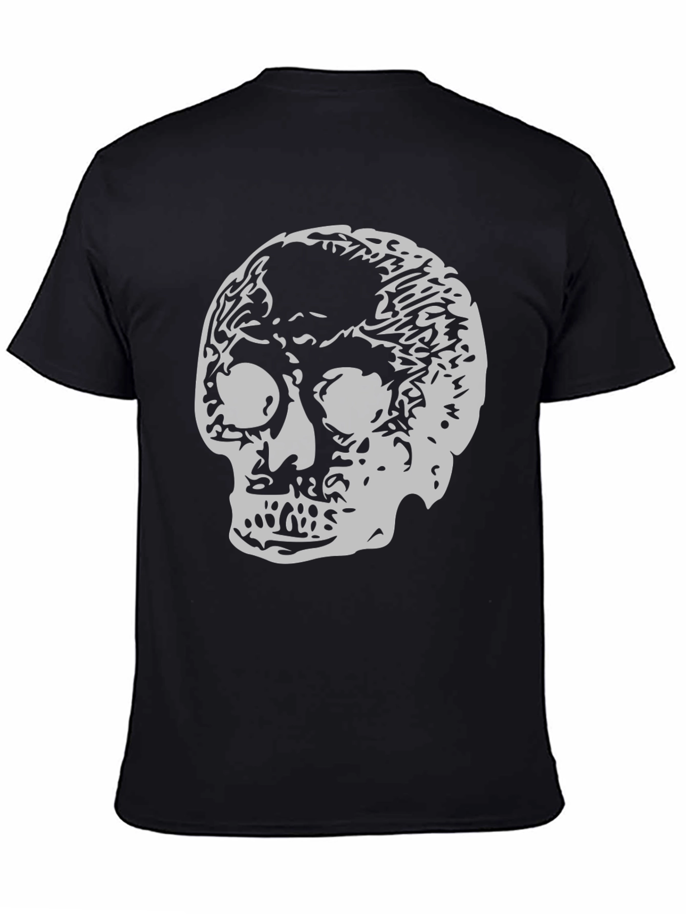 Black Skull Graphic Print Crew Neck T-Shirt view 4
