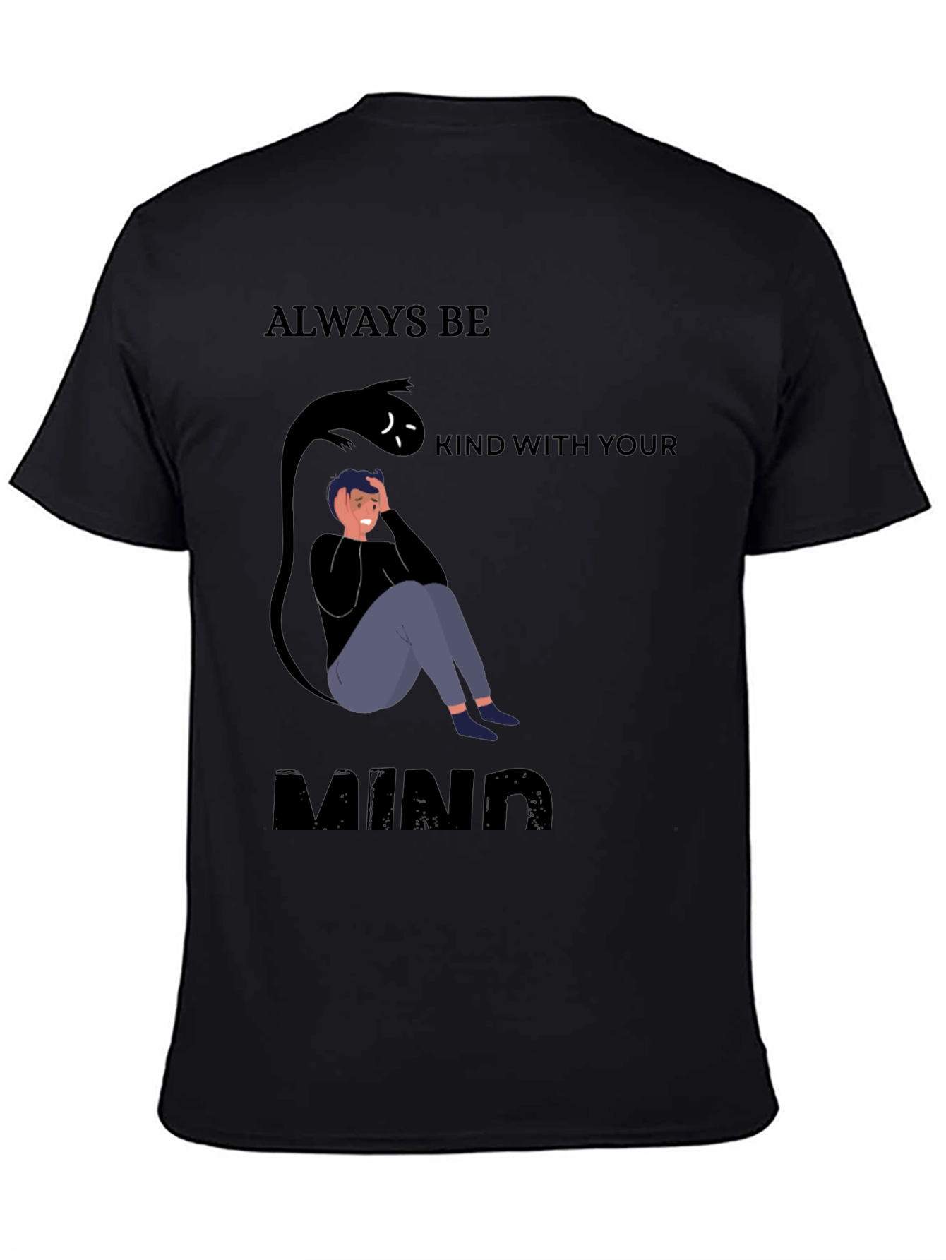 Black Be Kind To Your Mind Black Graphic Tee view 4