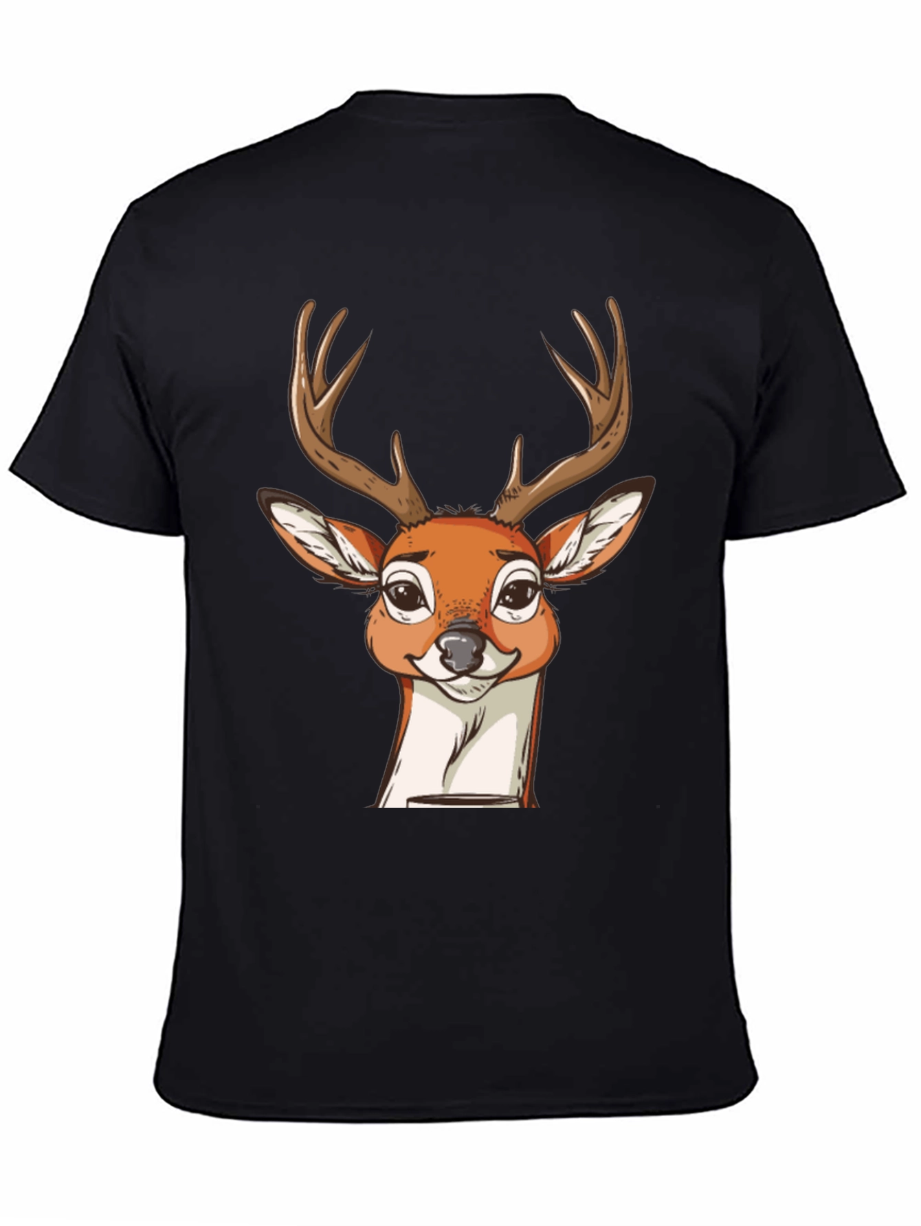 Black Deer Graphic T-Shirt - Men's Black Crew Neck Tee view 4